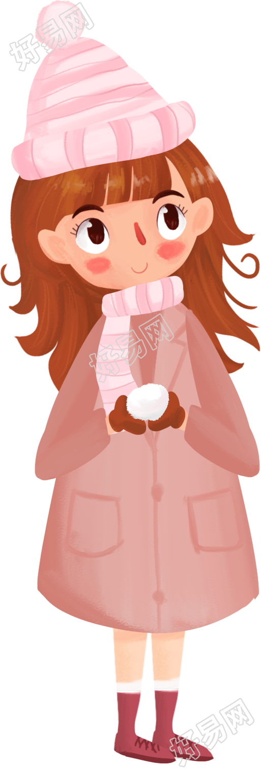 冬天玩雪小女孩