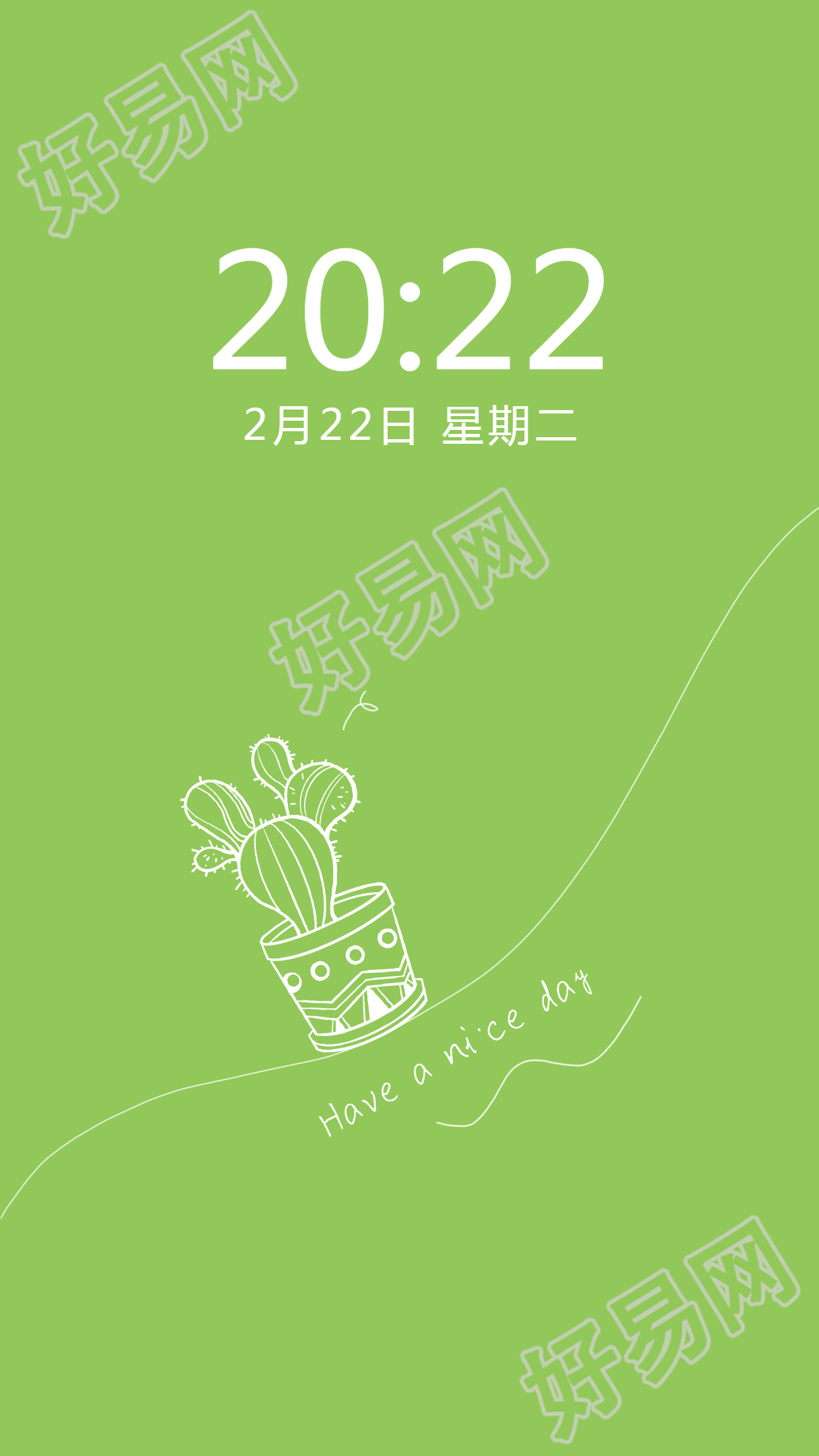 极简风粗线条仙人掌盆栽手机壁纸