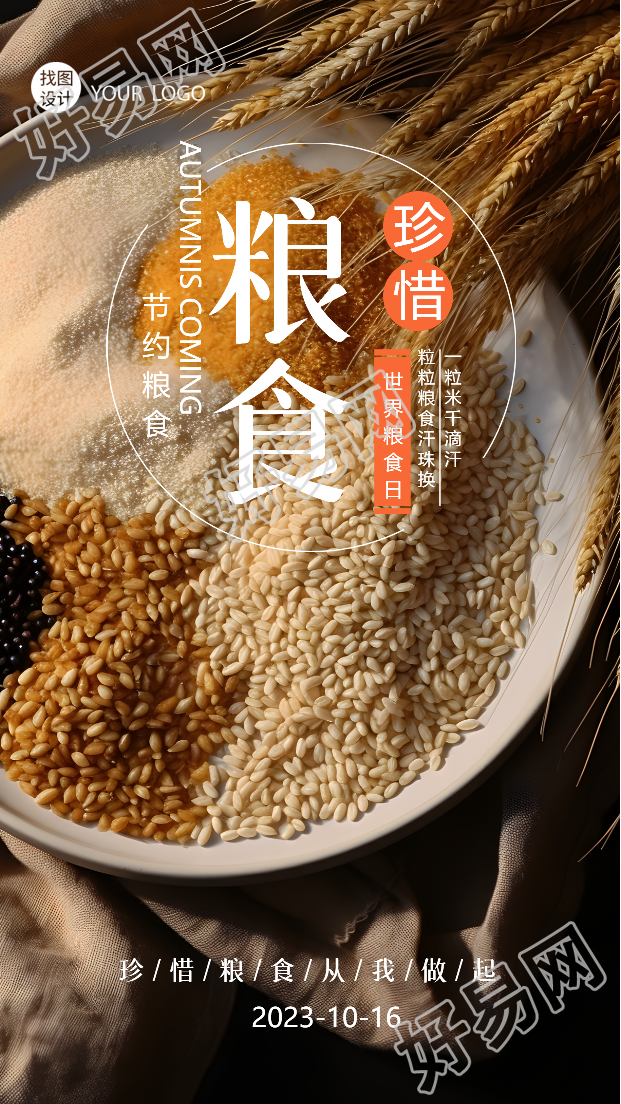 实景简约世界粮食日重视农业生产手机海报