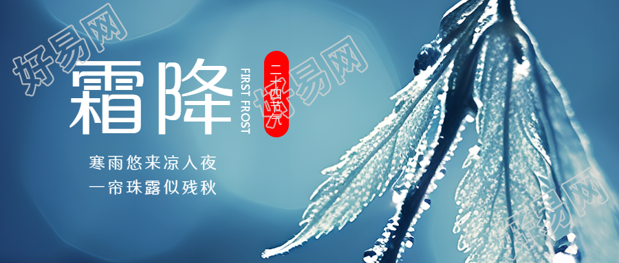唯美树叶二十四节气霜降微信公众号首图