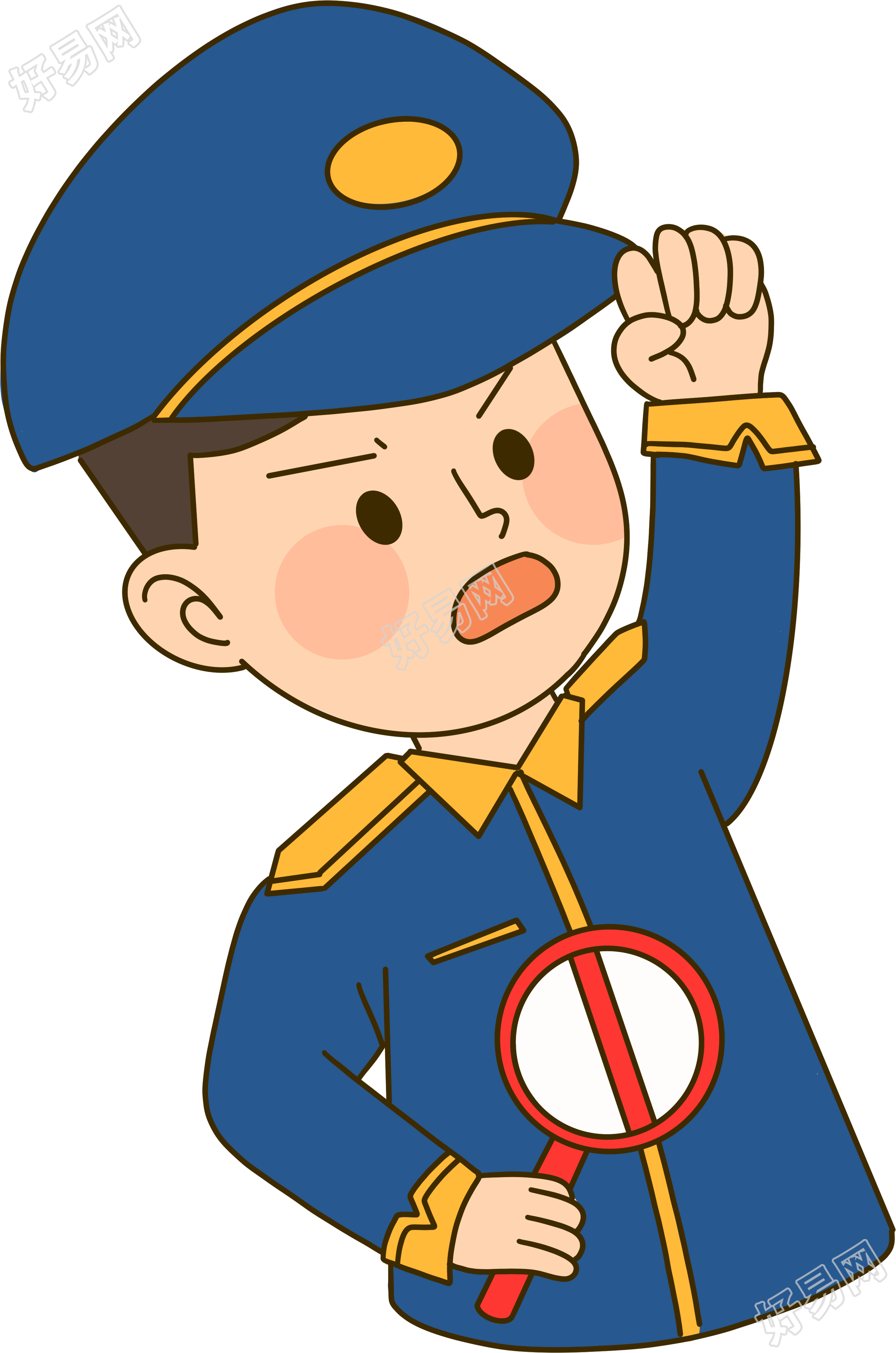 手绘禁毒警察透明背景插画