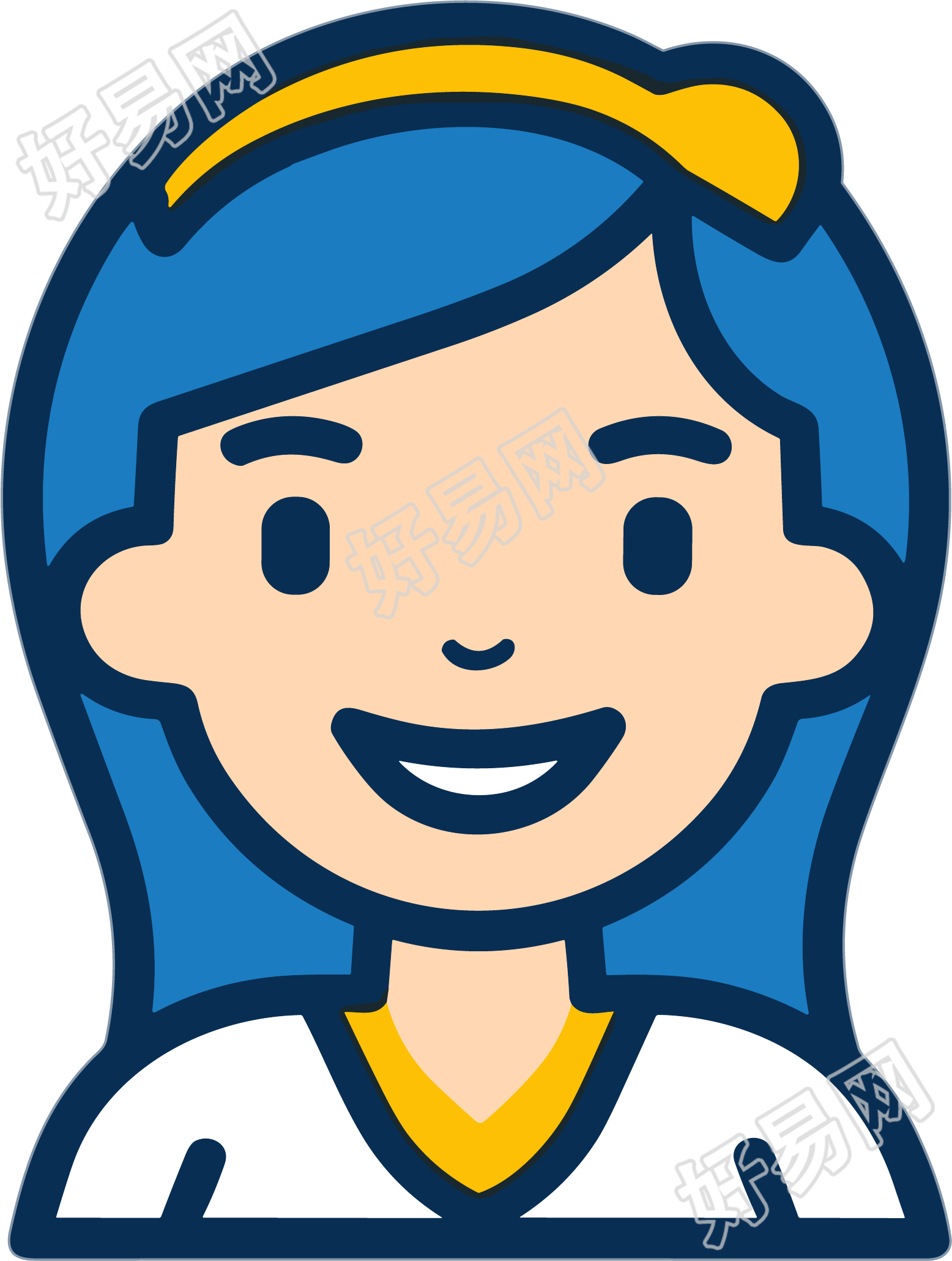 现代线条图标女孩可爱头像PNG素材