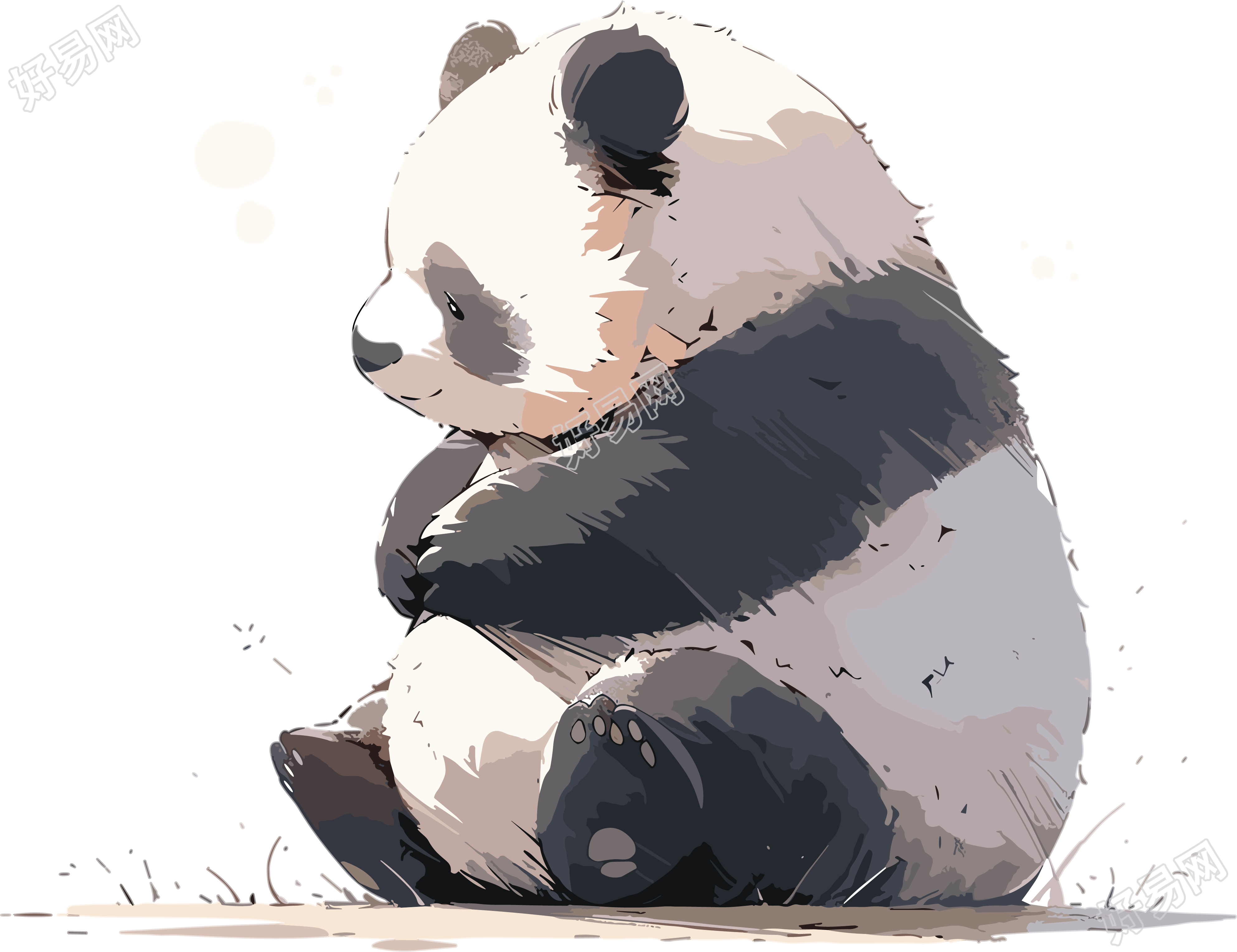 可爱胖胖的卡通熊猫头像插图