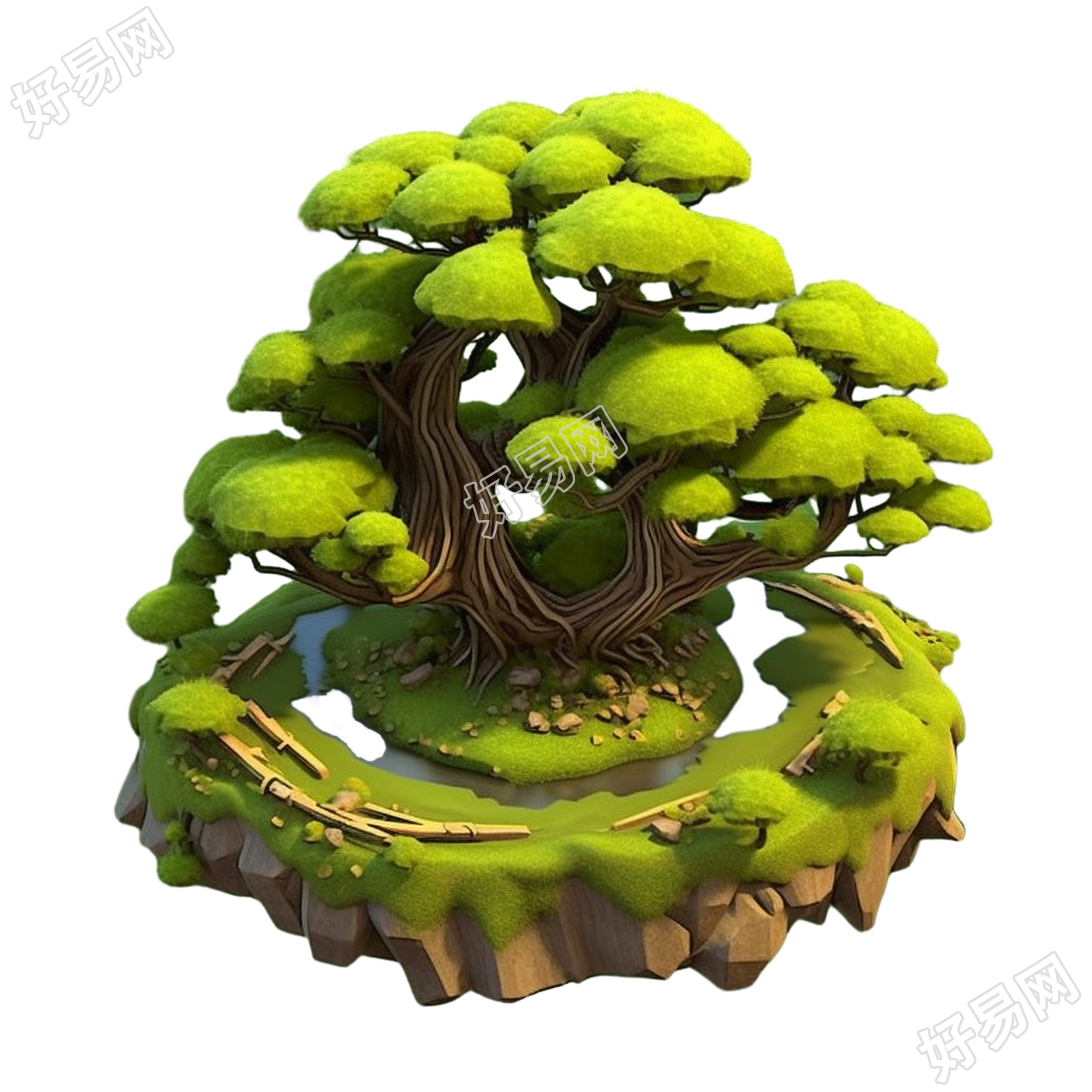 树冠茂盛的大树商用插画