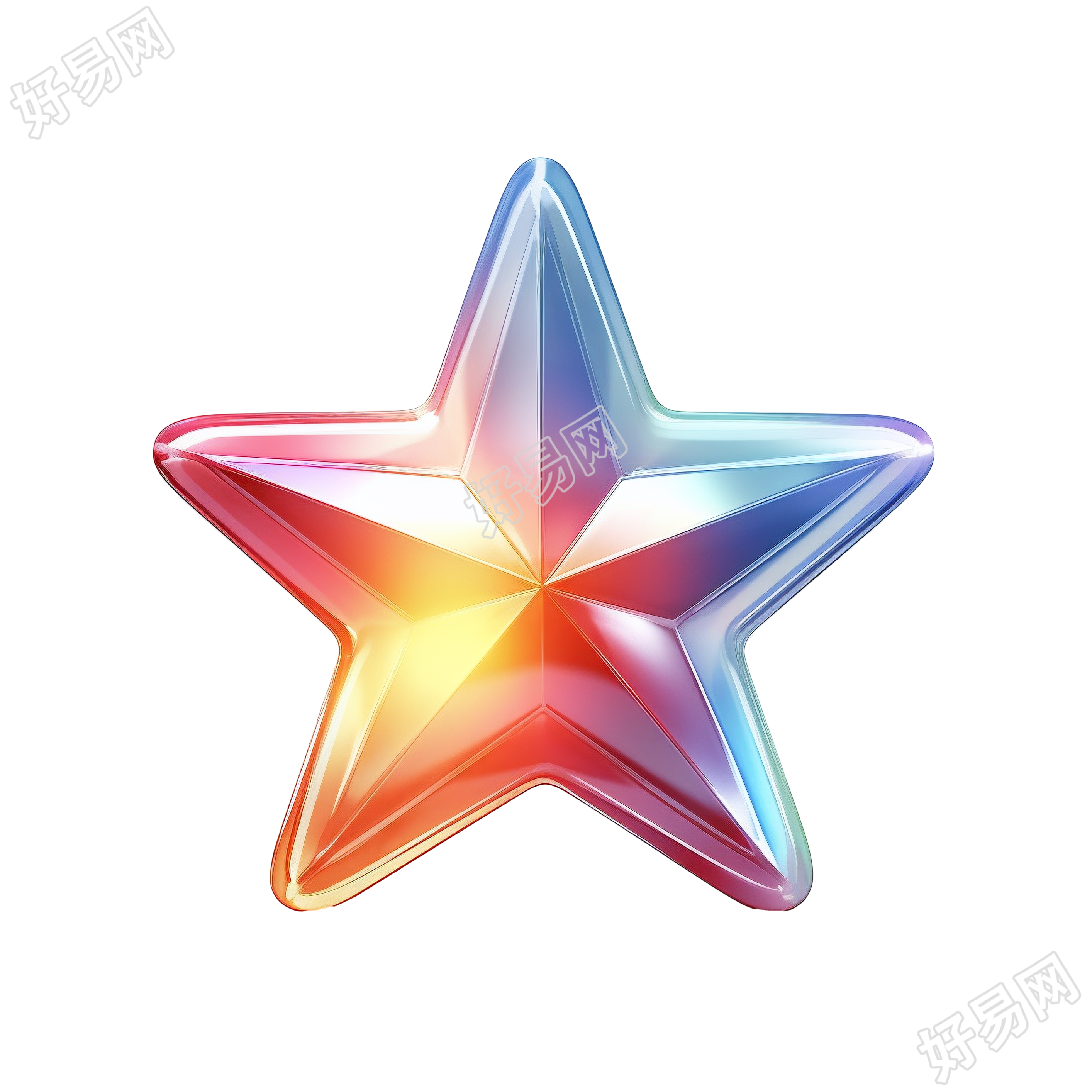 透明背景毛玻璃材质的星星商业设计元素