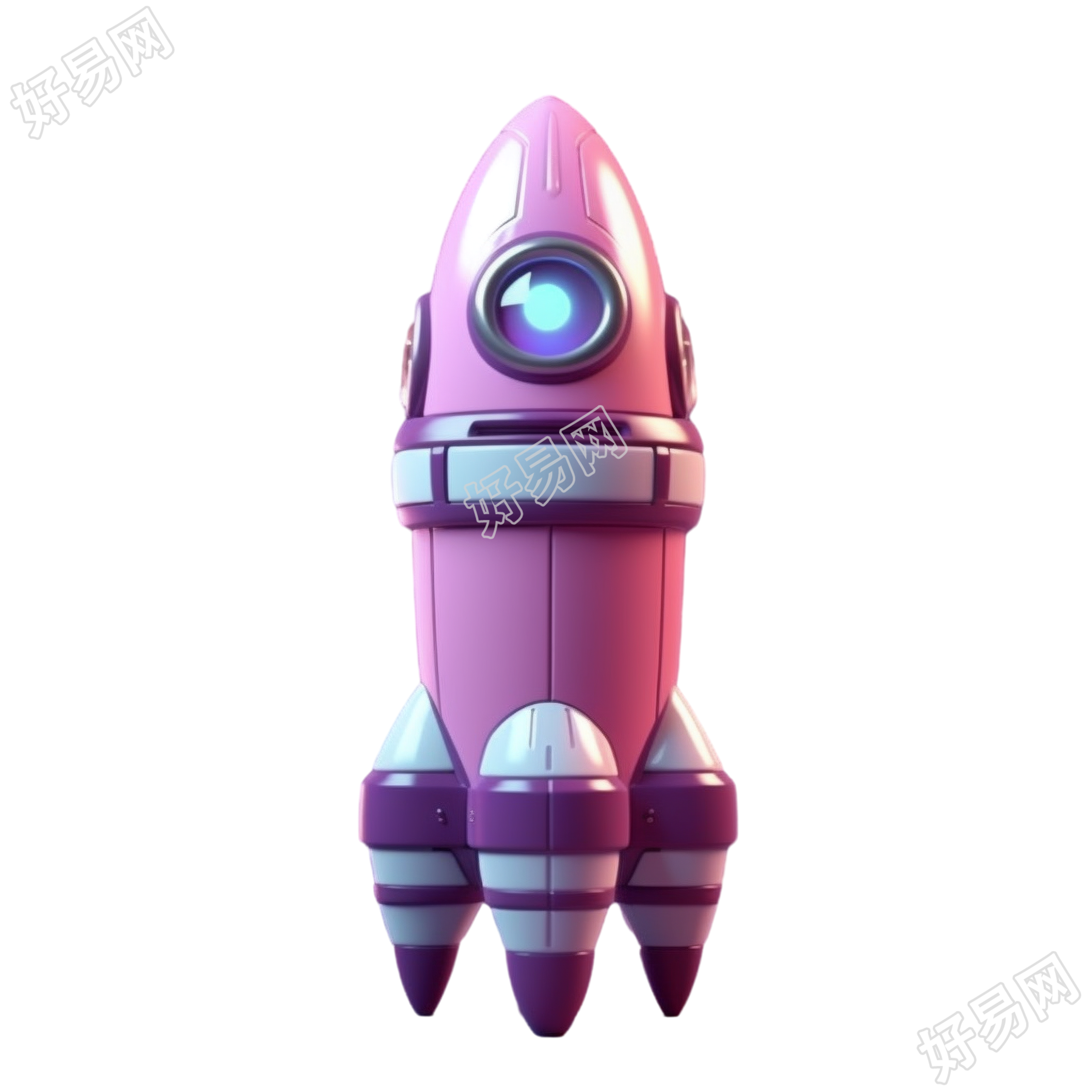 星星艺术团风格的玩具火箭插图