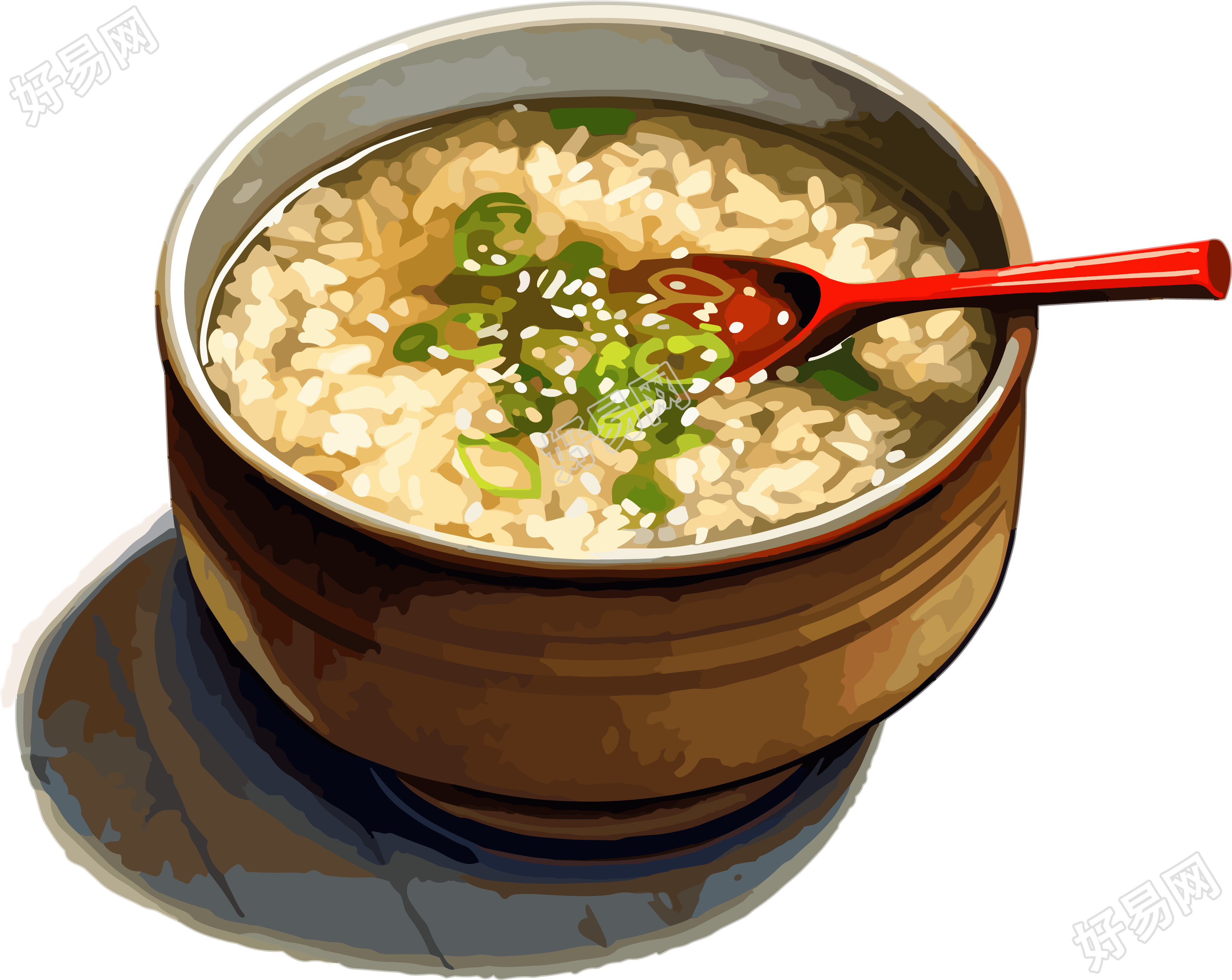 透明背景大米粥美食素材