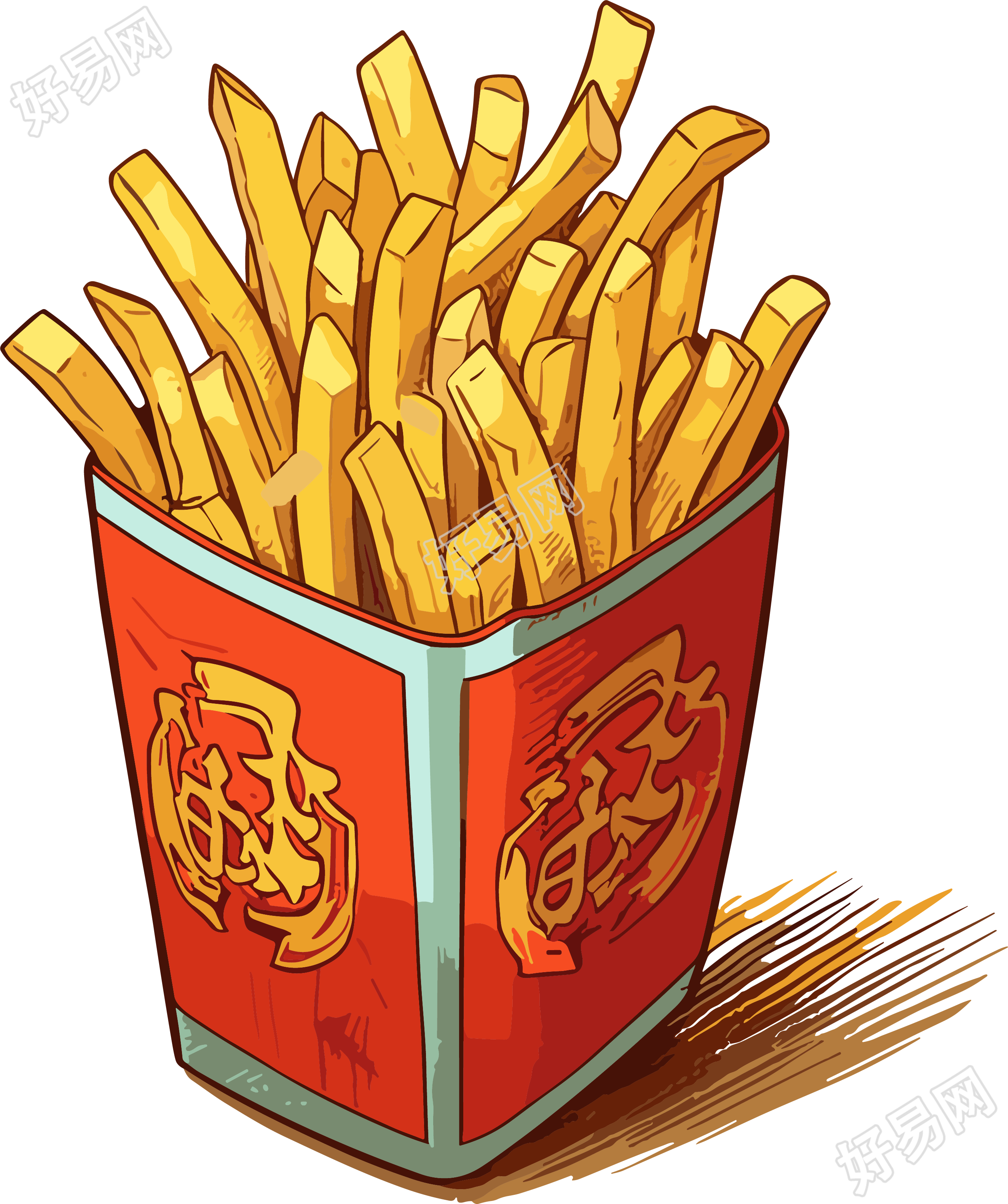 旋风薯条卡通风格插画