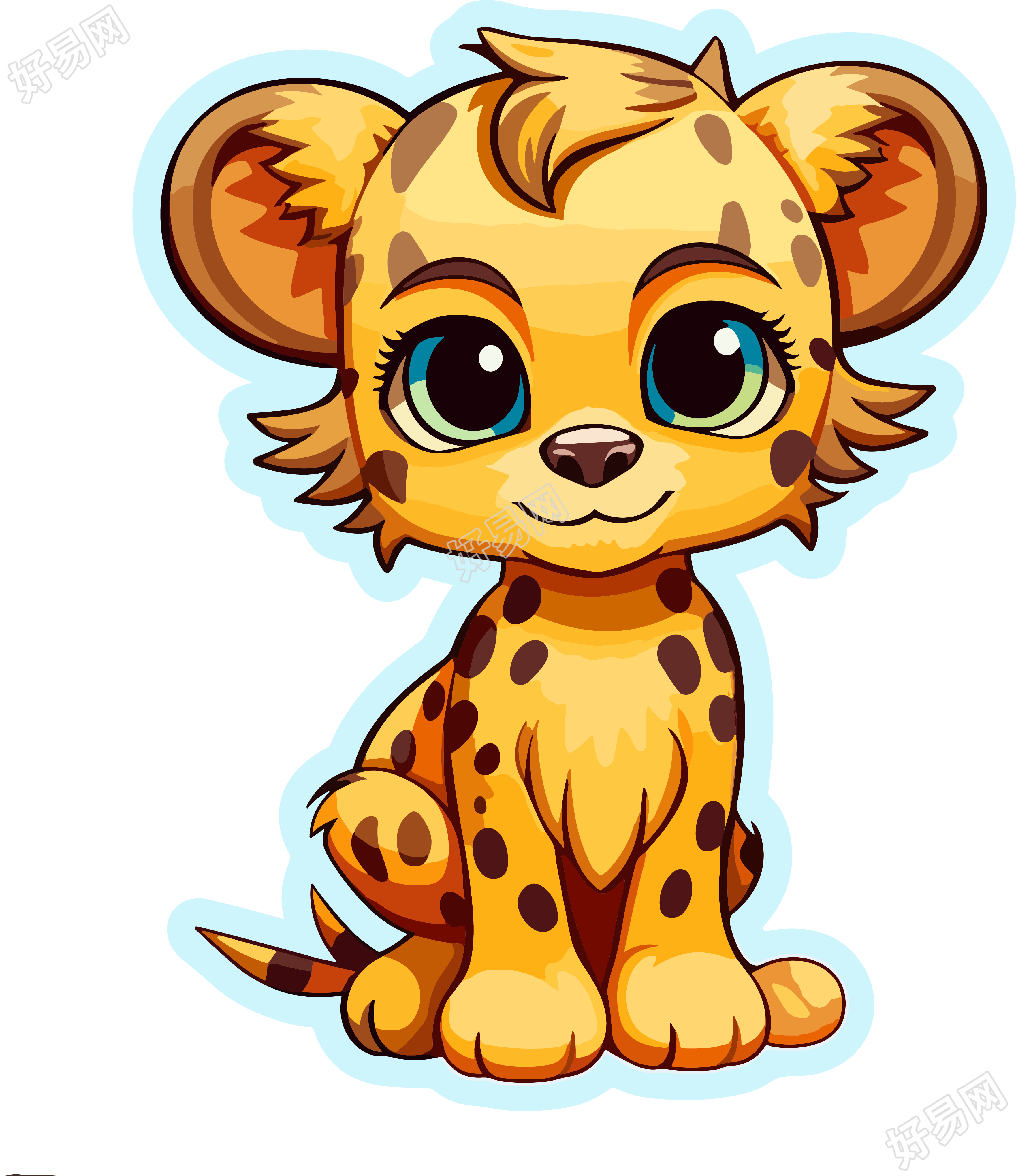 卡通猎豹幼崽贴纸插画