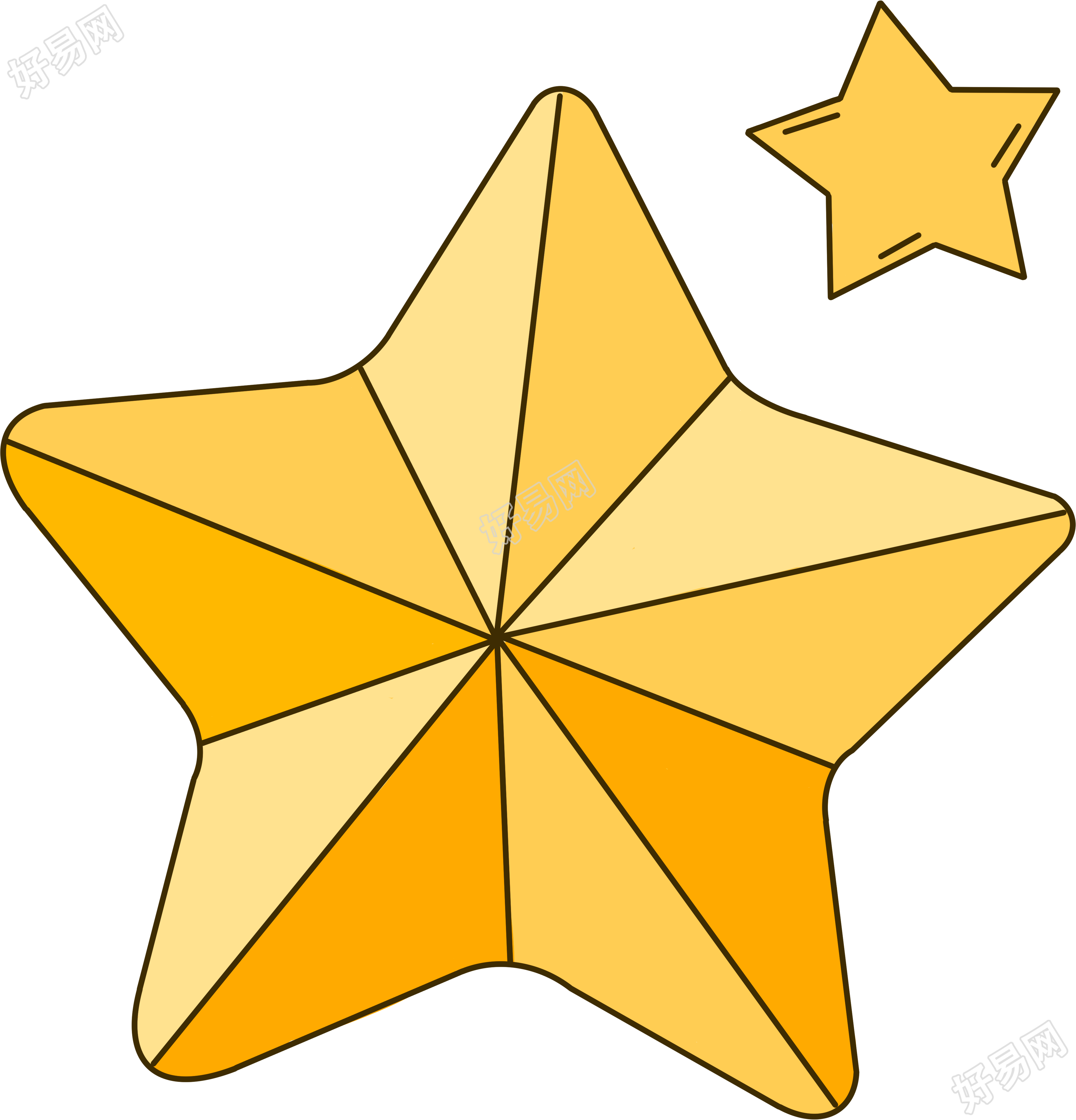 可商用黄色渐变的两个星星手绘插画