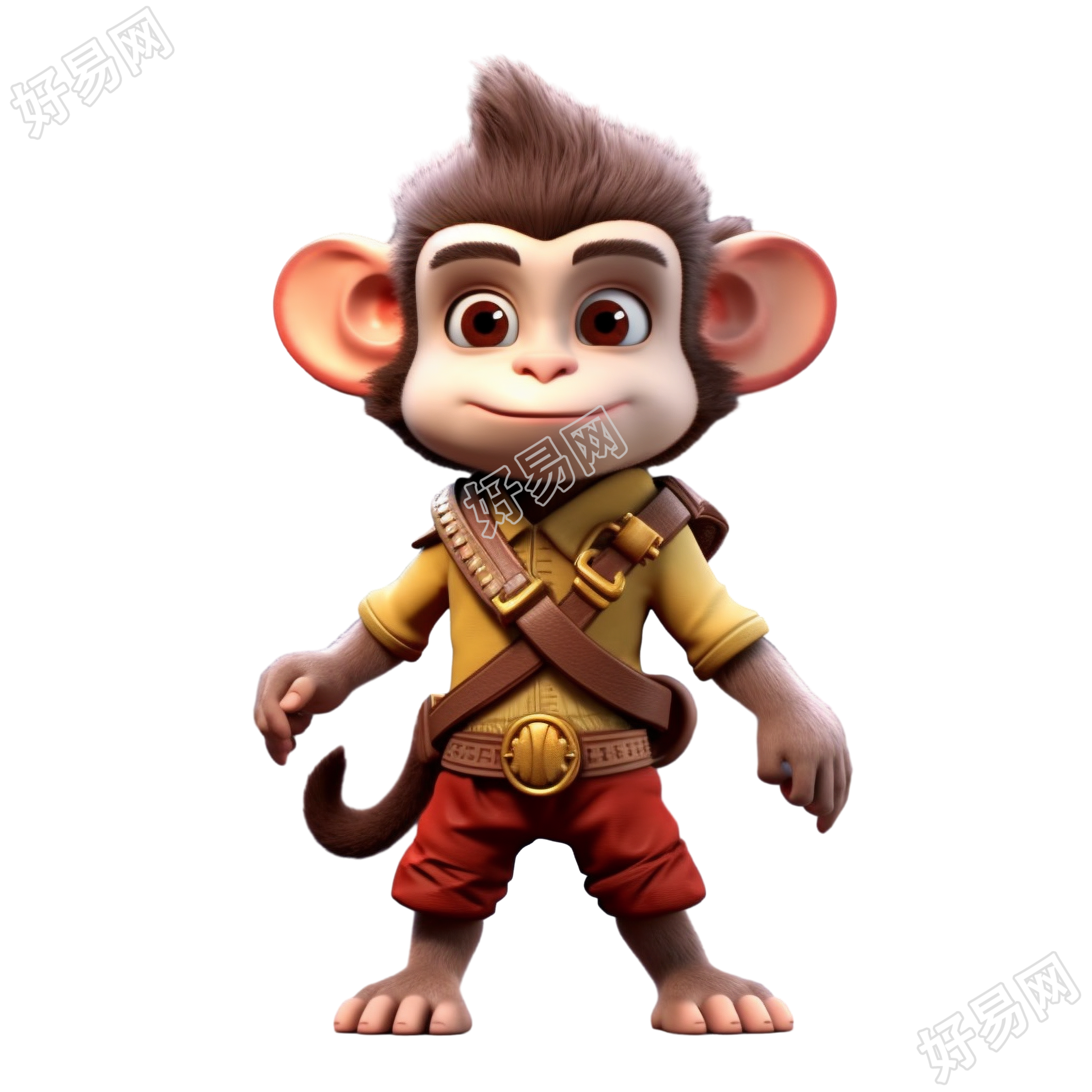 可商用的3D小猴子插画设计元素
