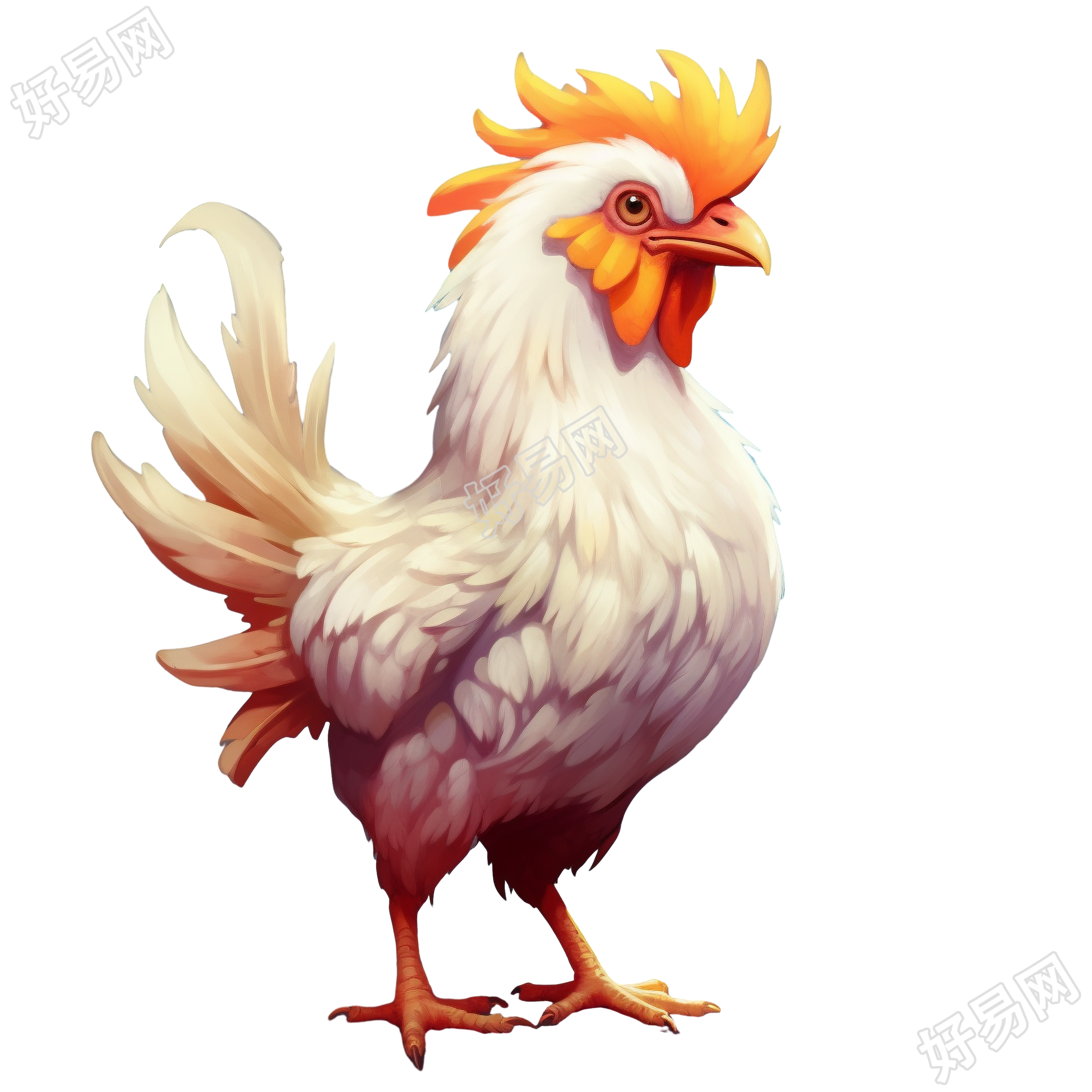 透明背景金色母鸡插画PNG