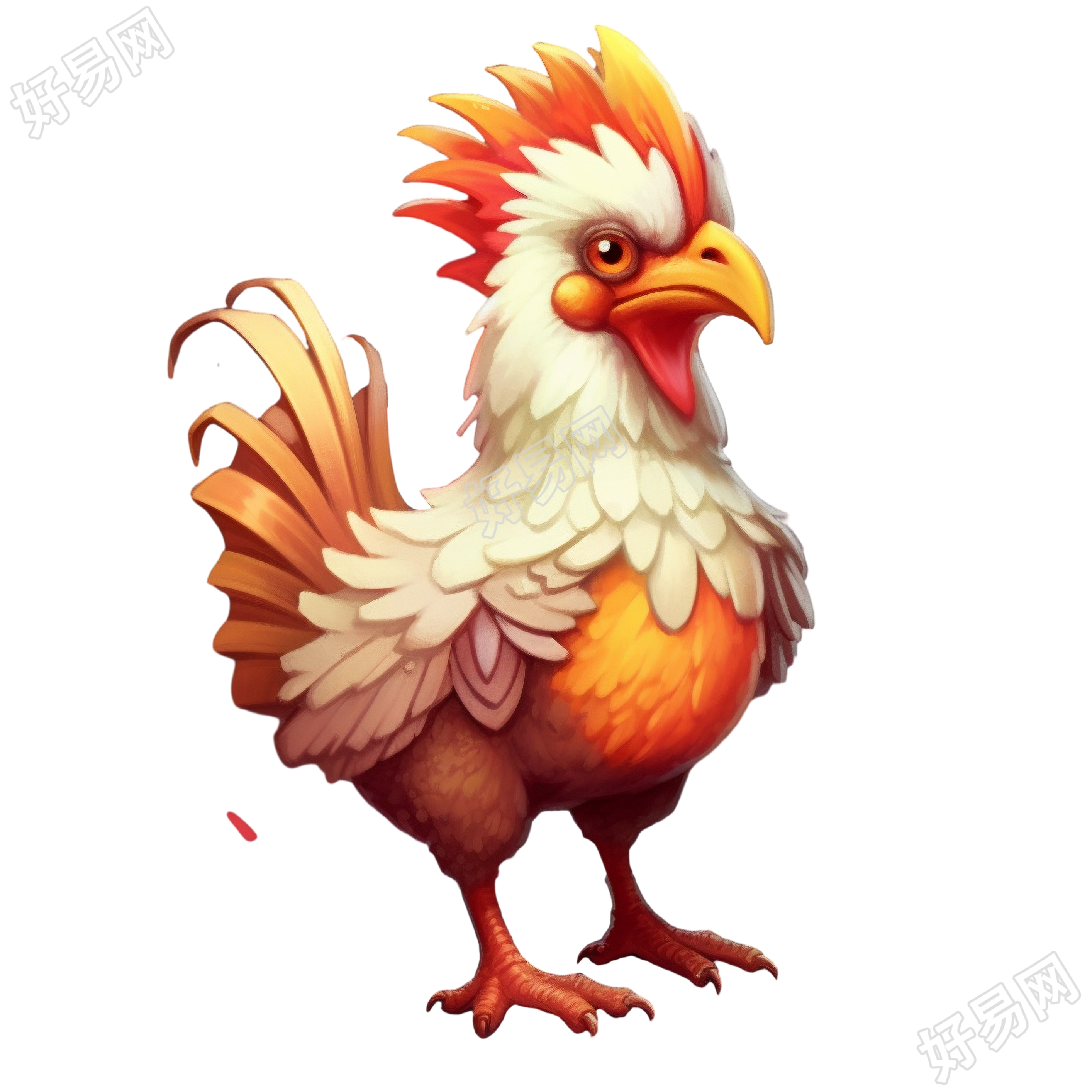 彩色金鸡插画设计图形素材