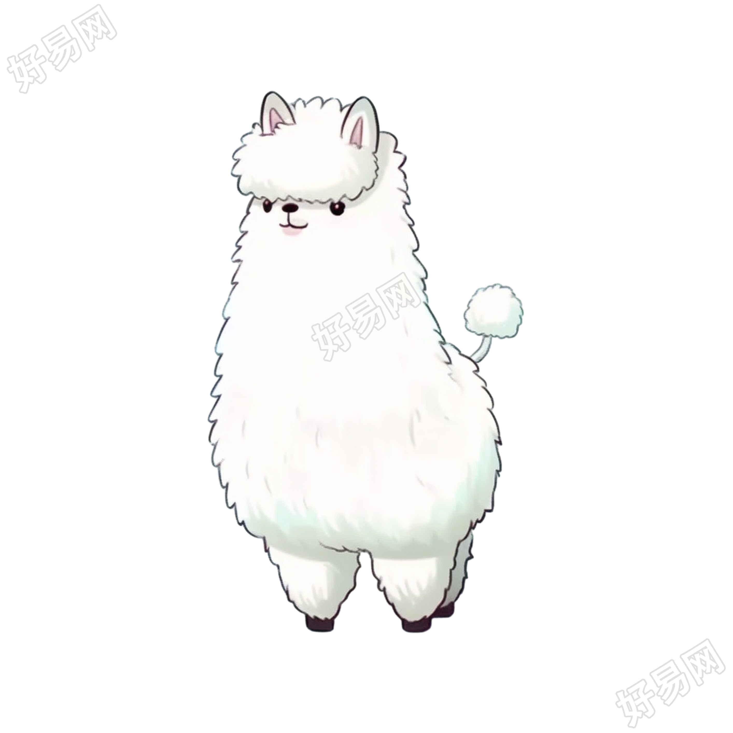 白色羊驼日本动漫风格设计的角色形象