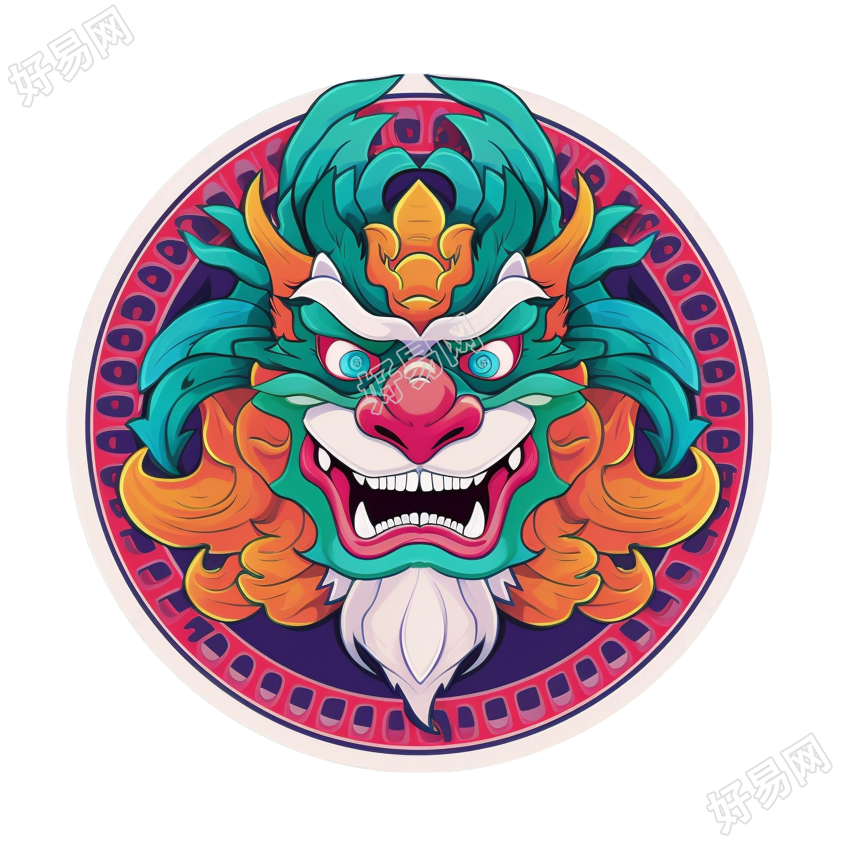 高清创意设计彩色龙形徽章素材
