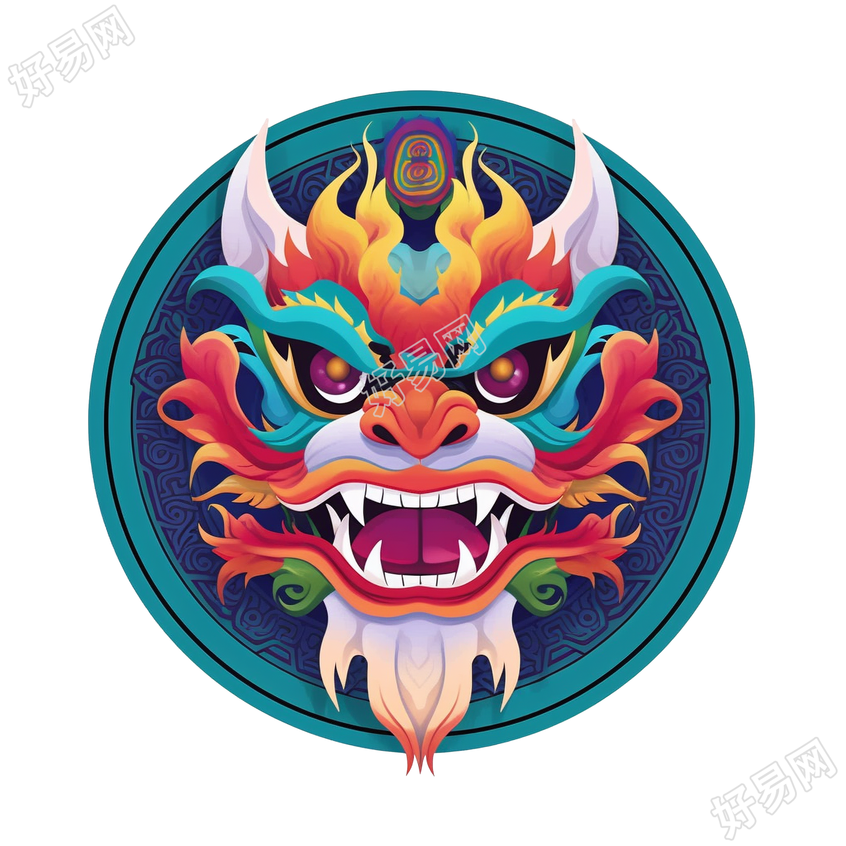 龙纹徽章圆形造型素材