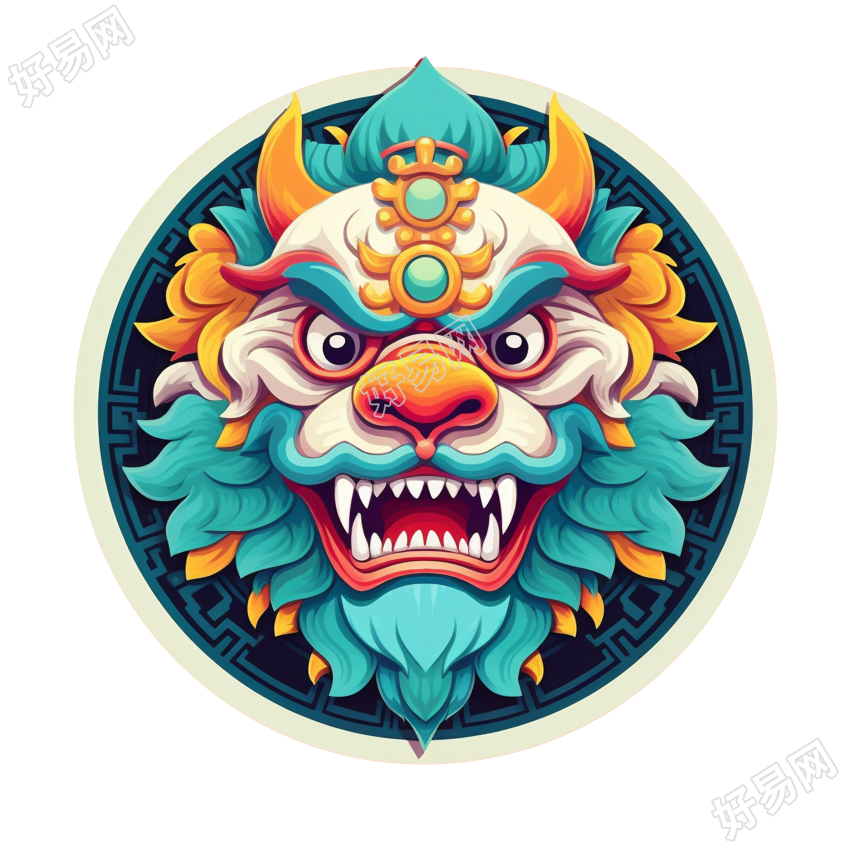 创意设计中国狮子透明背景插画