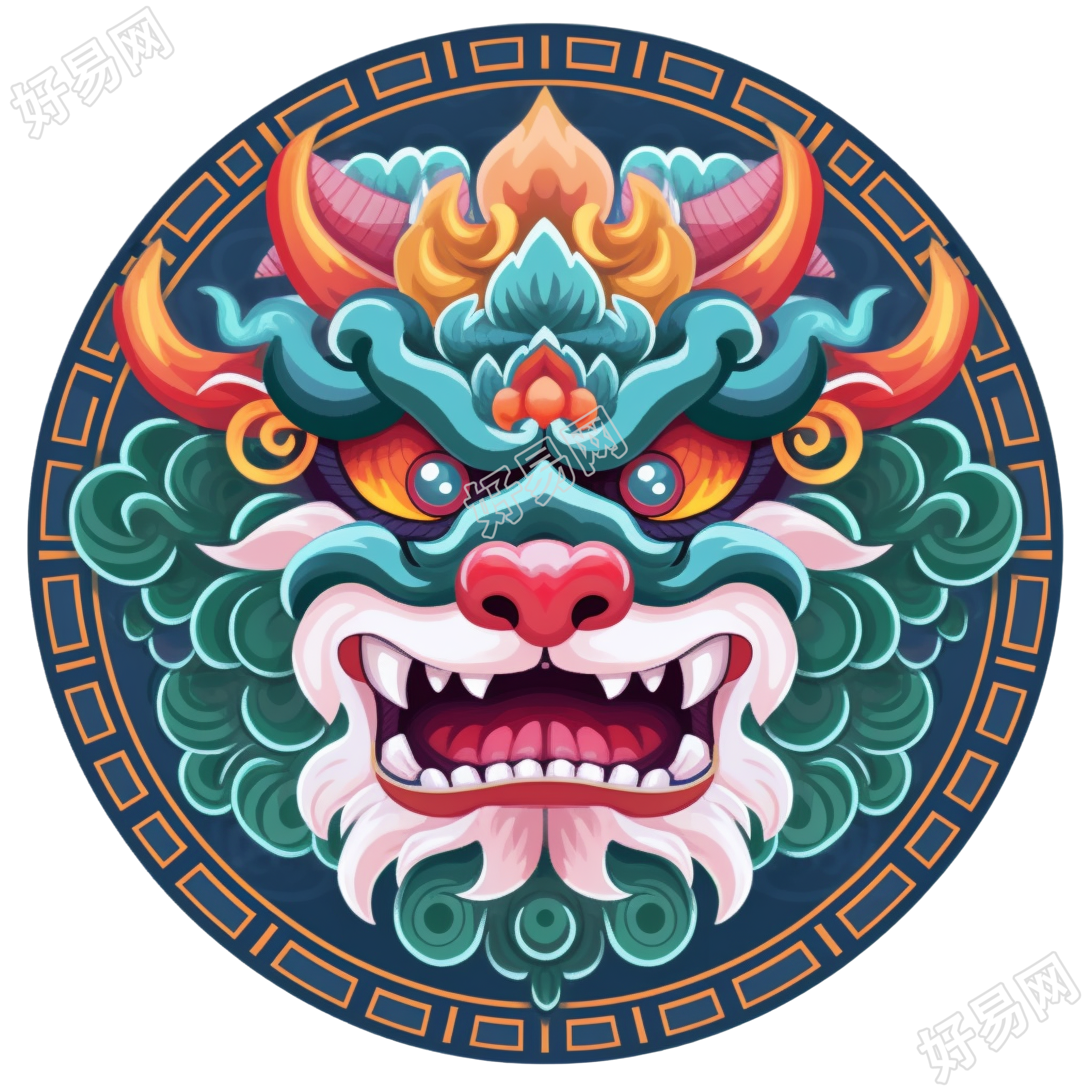 商业设计中国龙头透明背景插画