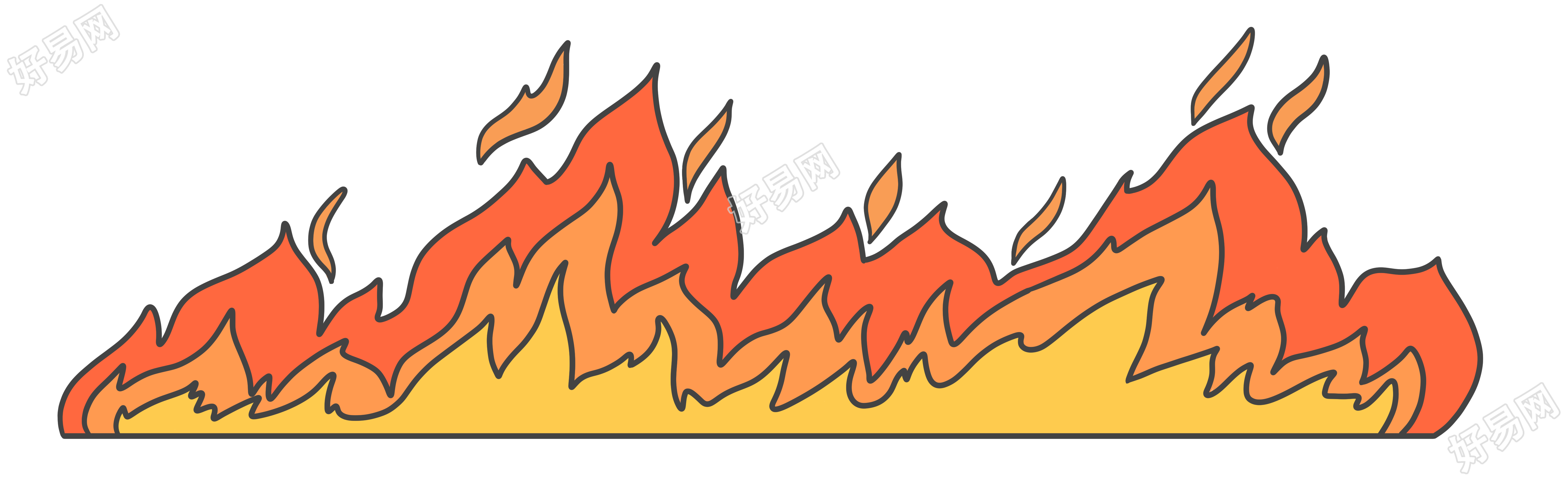 透明背景手绘燃烧着的大火创意元素