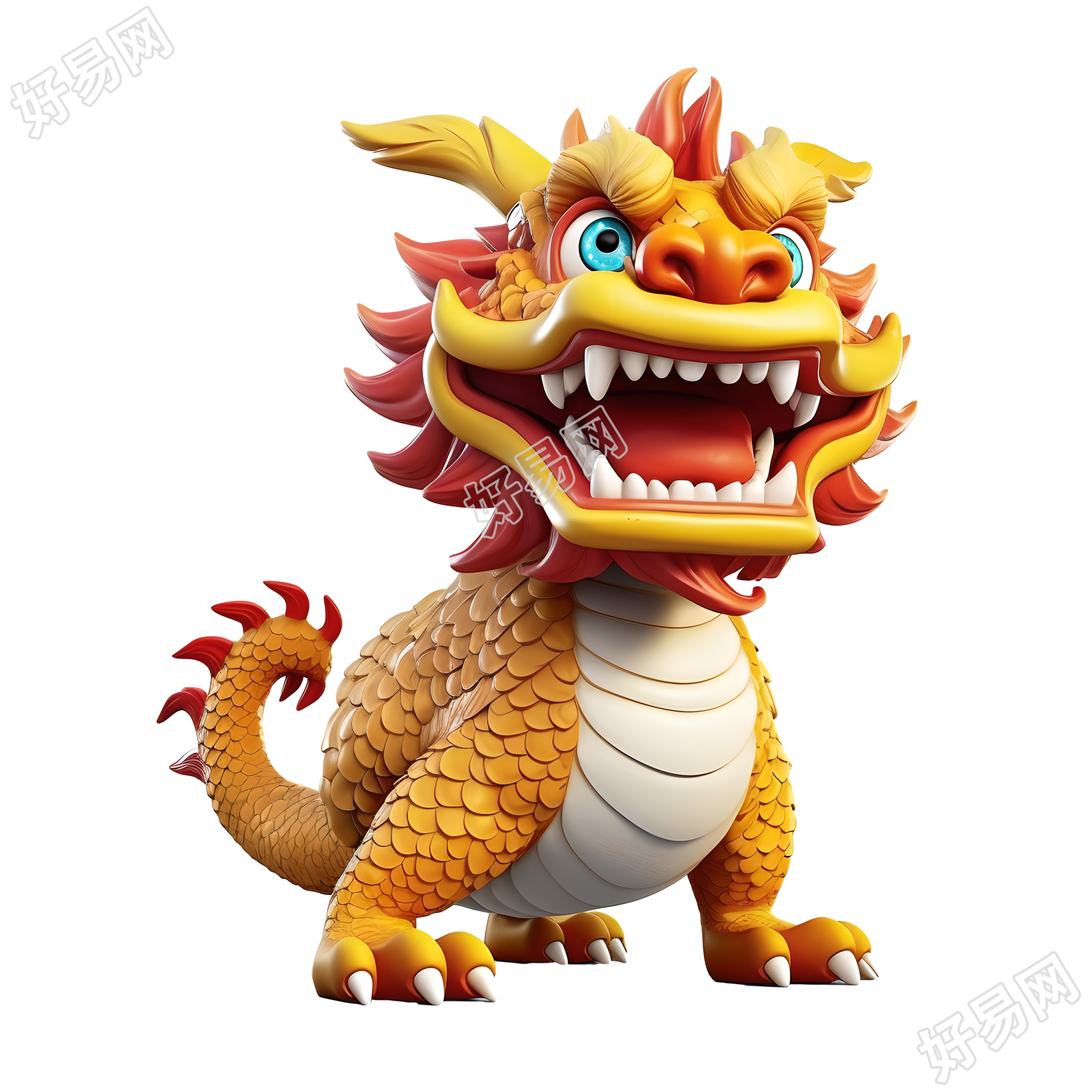 3D卡通中国龙华丽图形风格素材