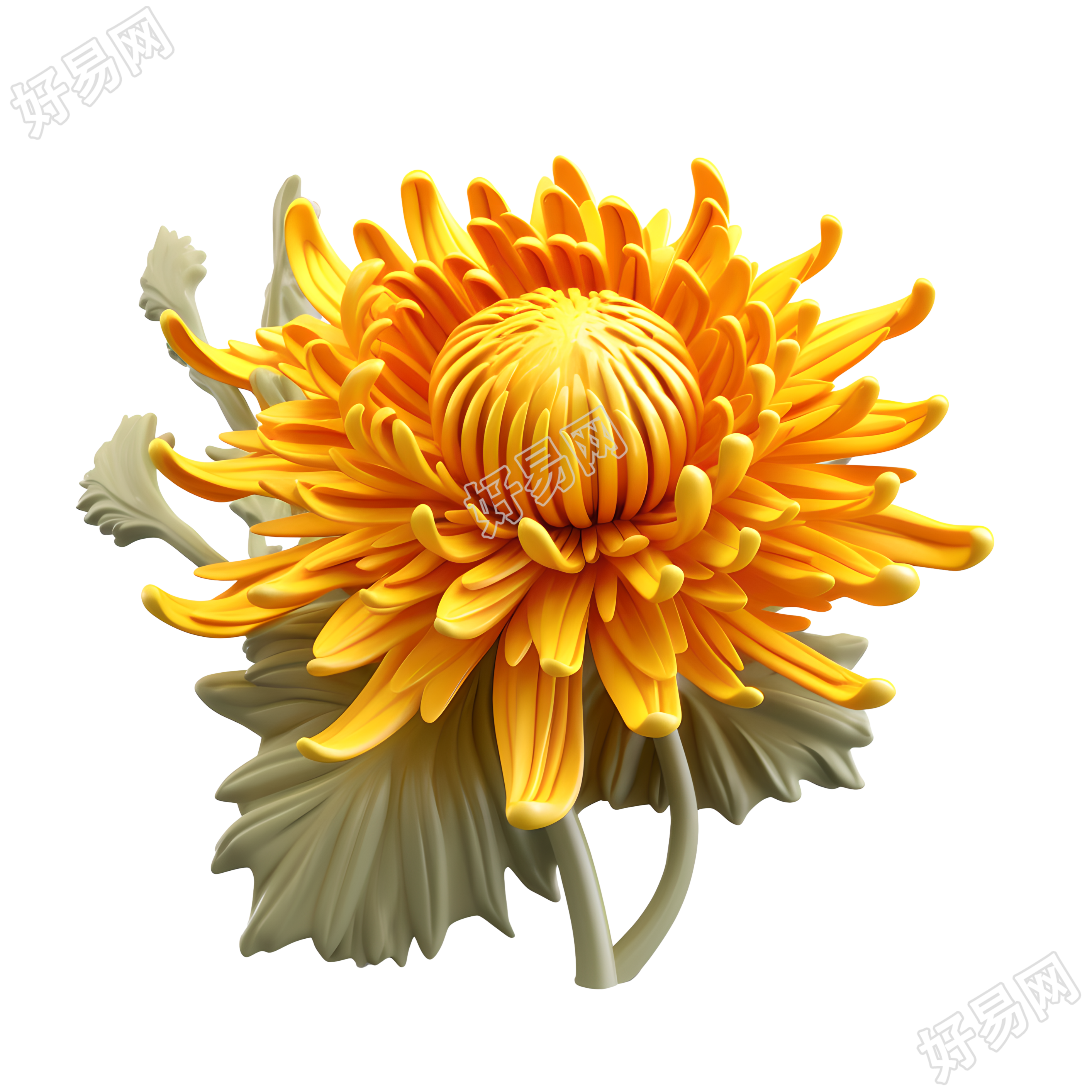 可爱黄色菊花3D卡通图案插画