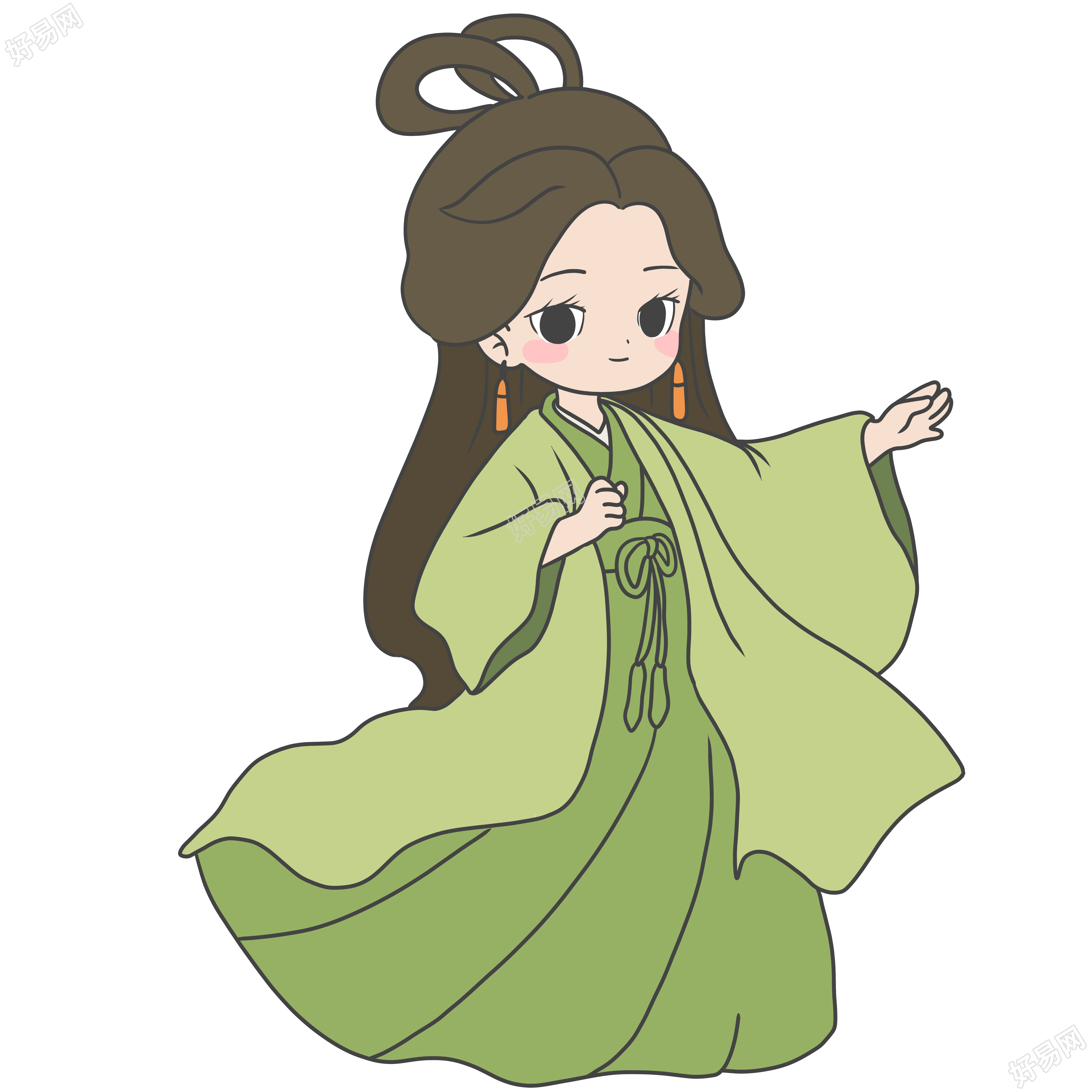 手绘古风嫦娥中秋节PNG插画