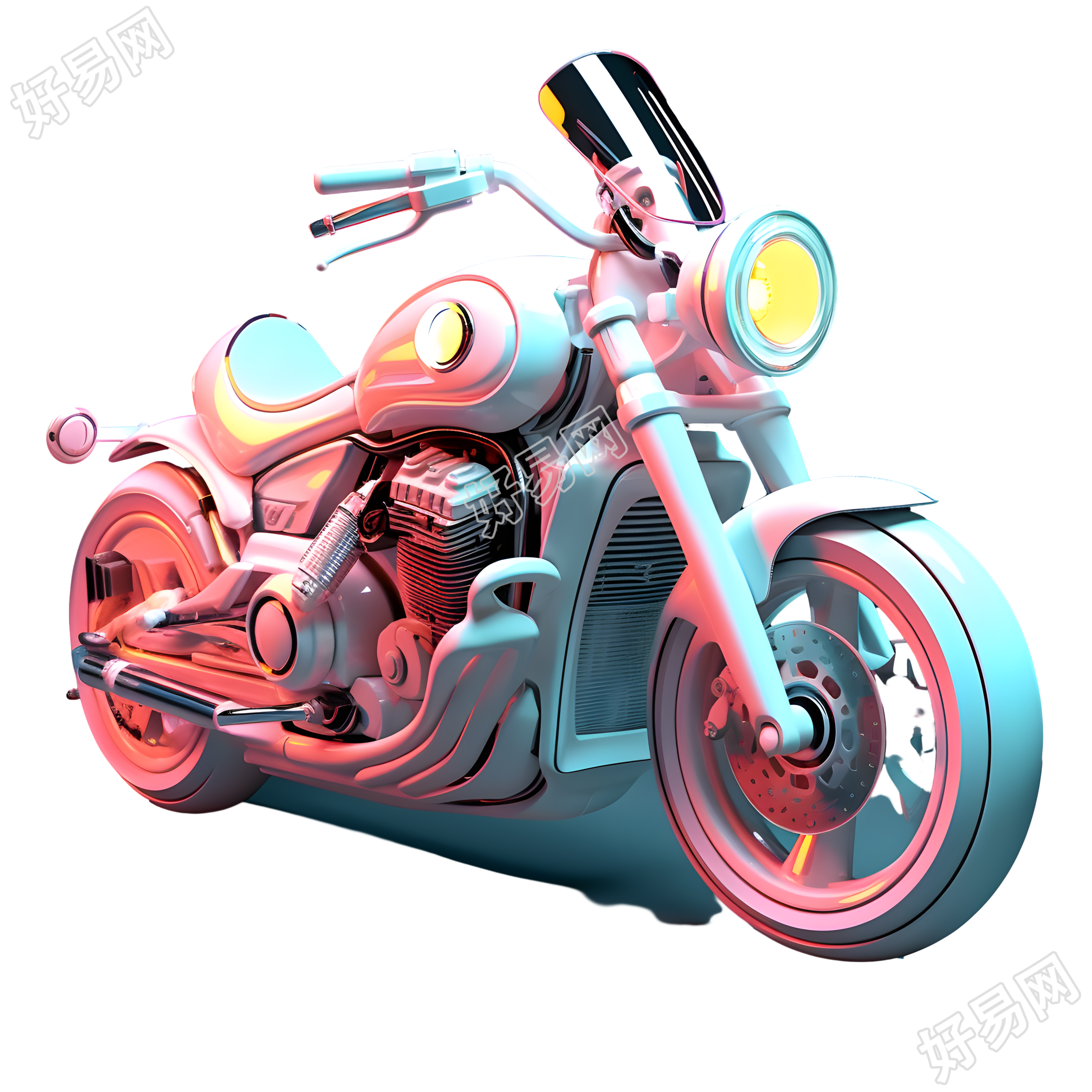 可爱粉色风格的摩托车