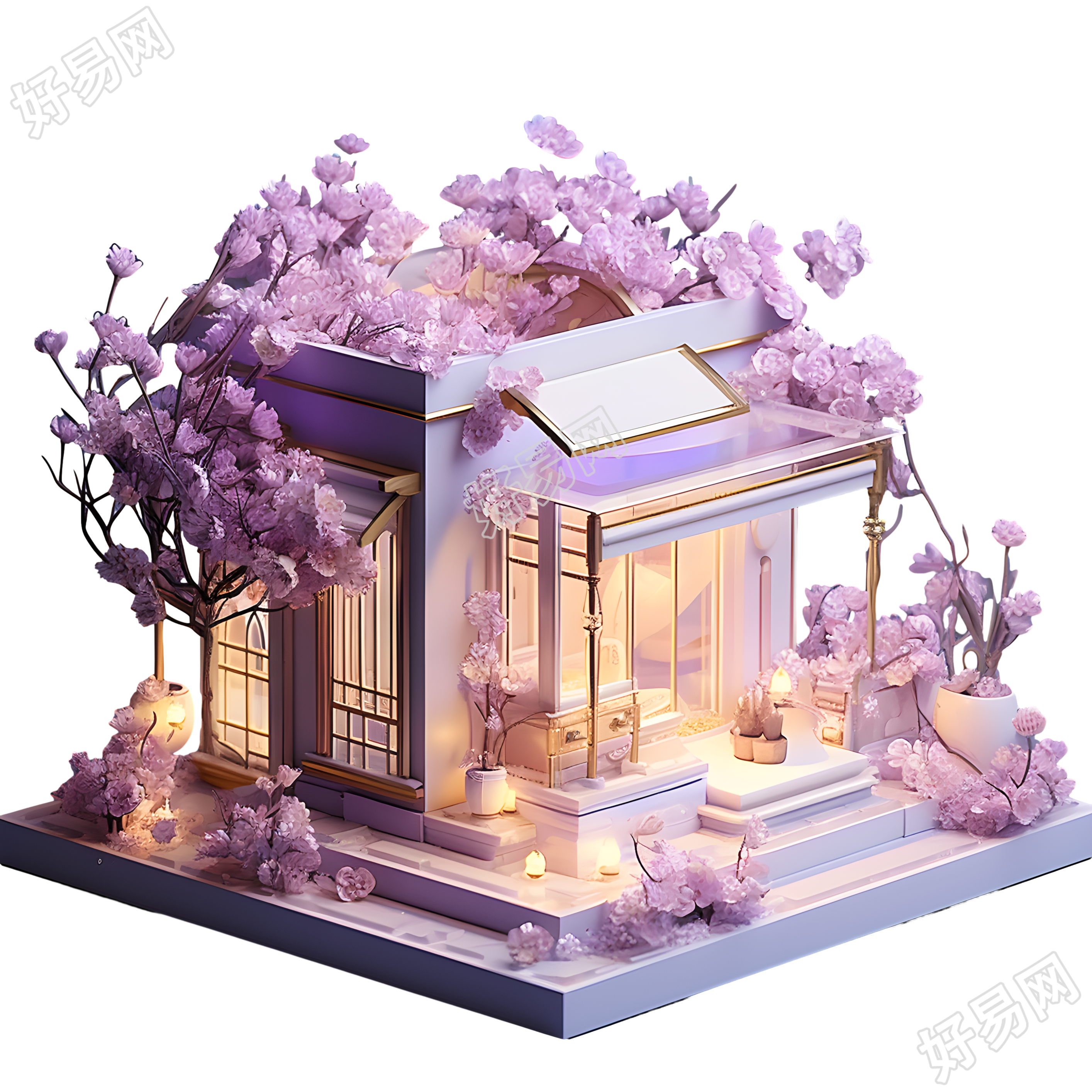 创意建筑粉紫色插图