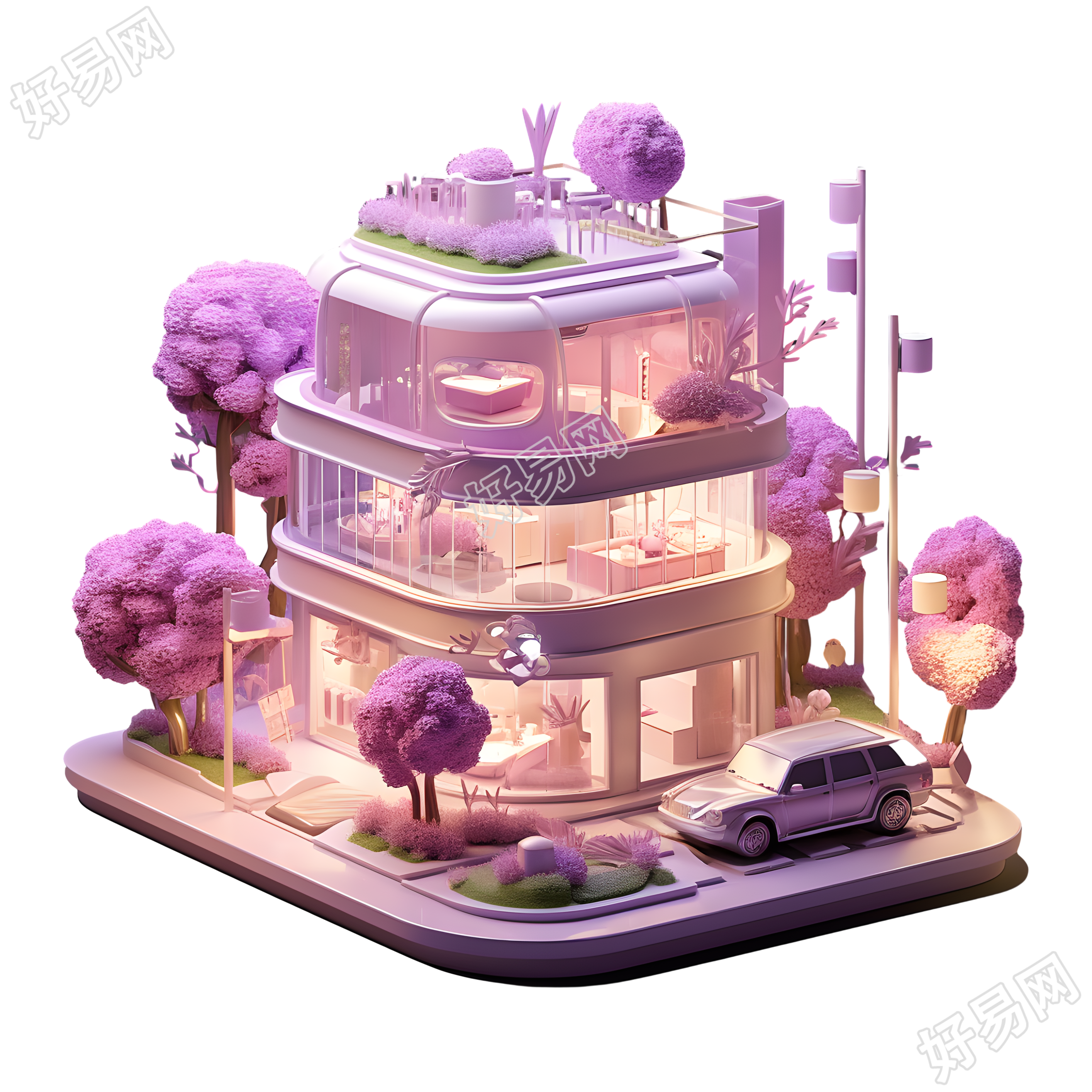 高清质量购物建筑3D渲染素材