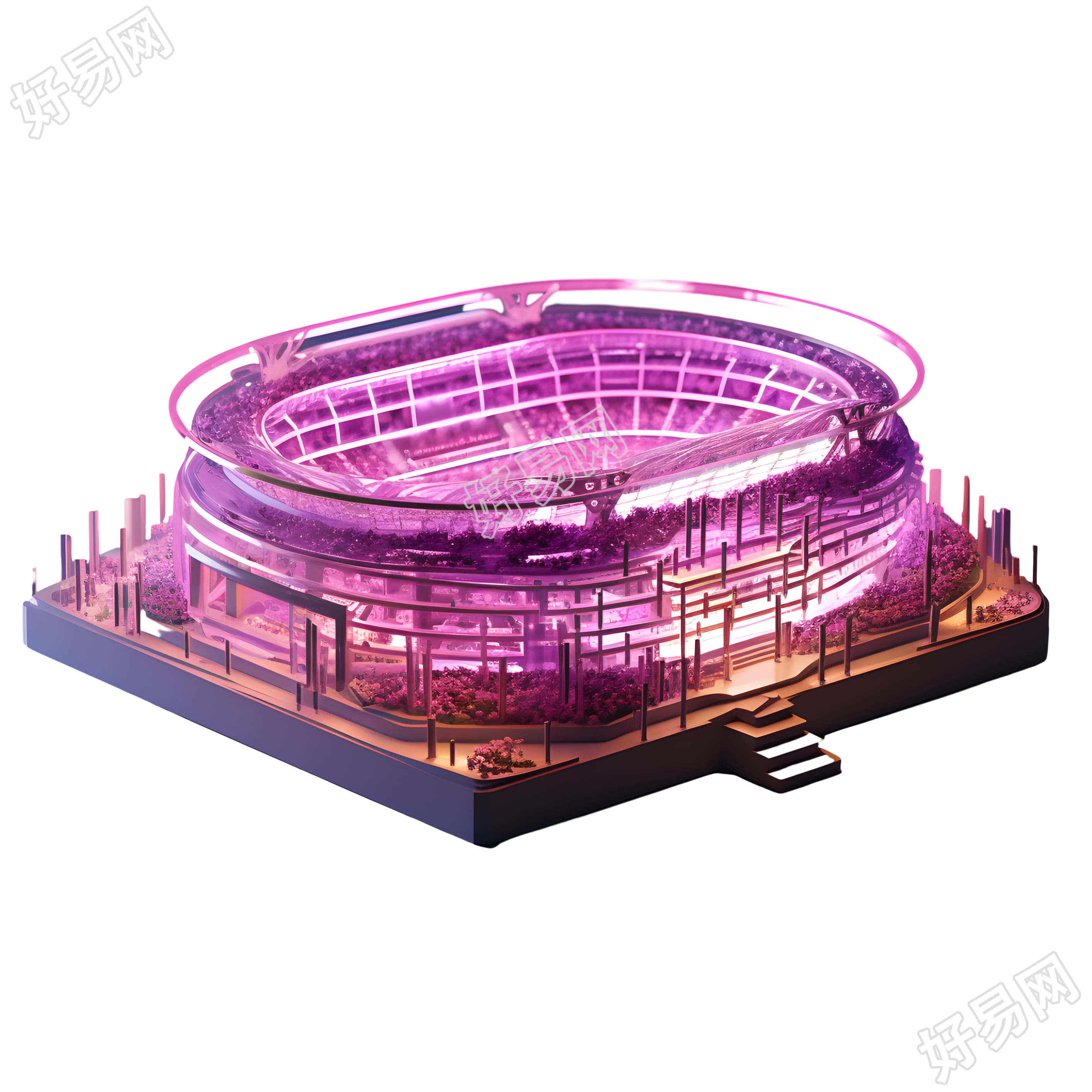 紫粉色购物建筑创意商业设计元素