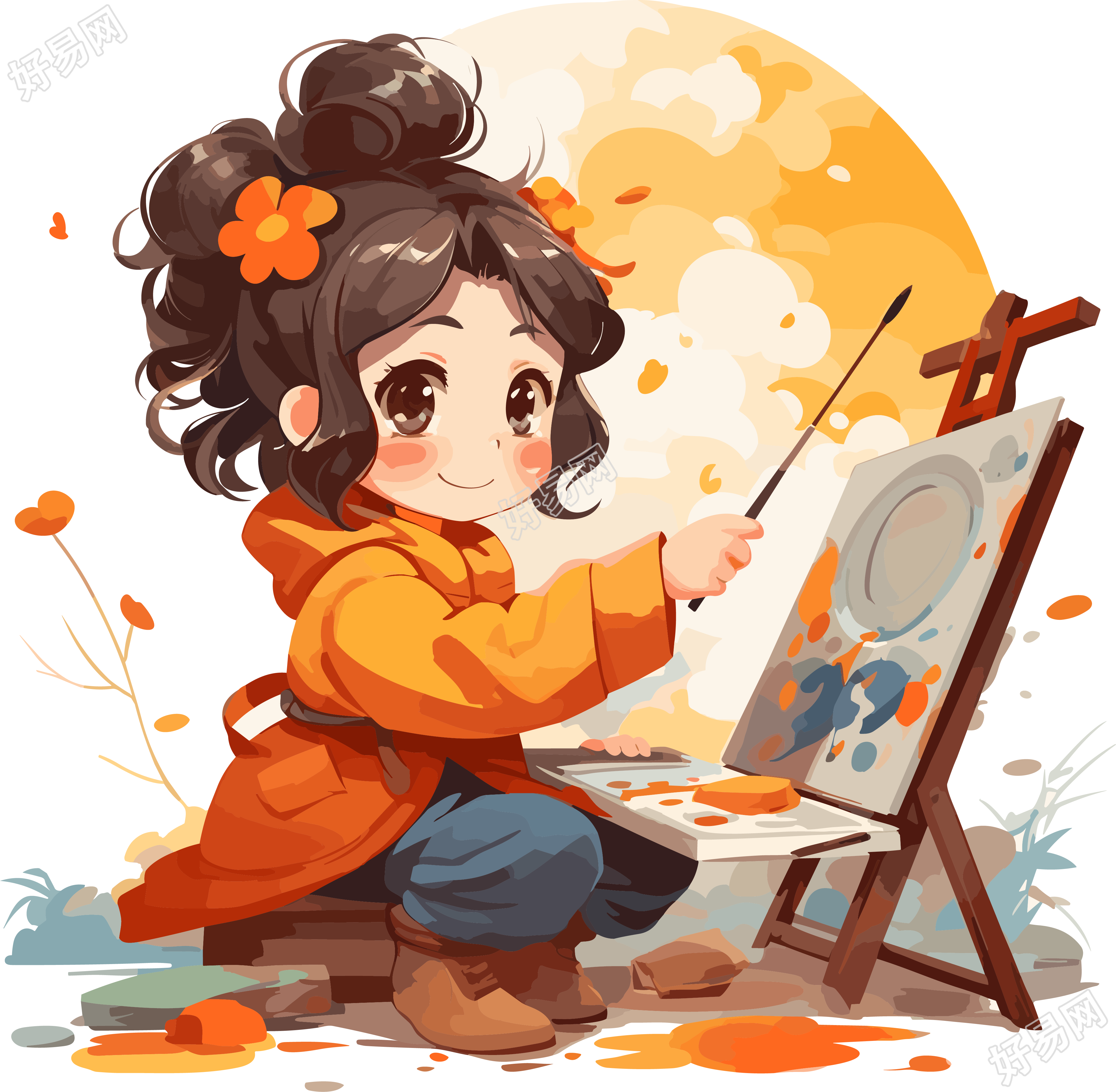 少女创作艺术插画