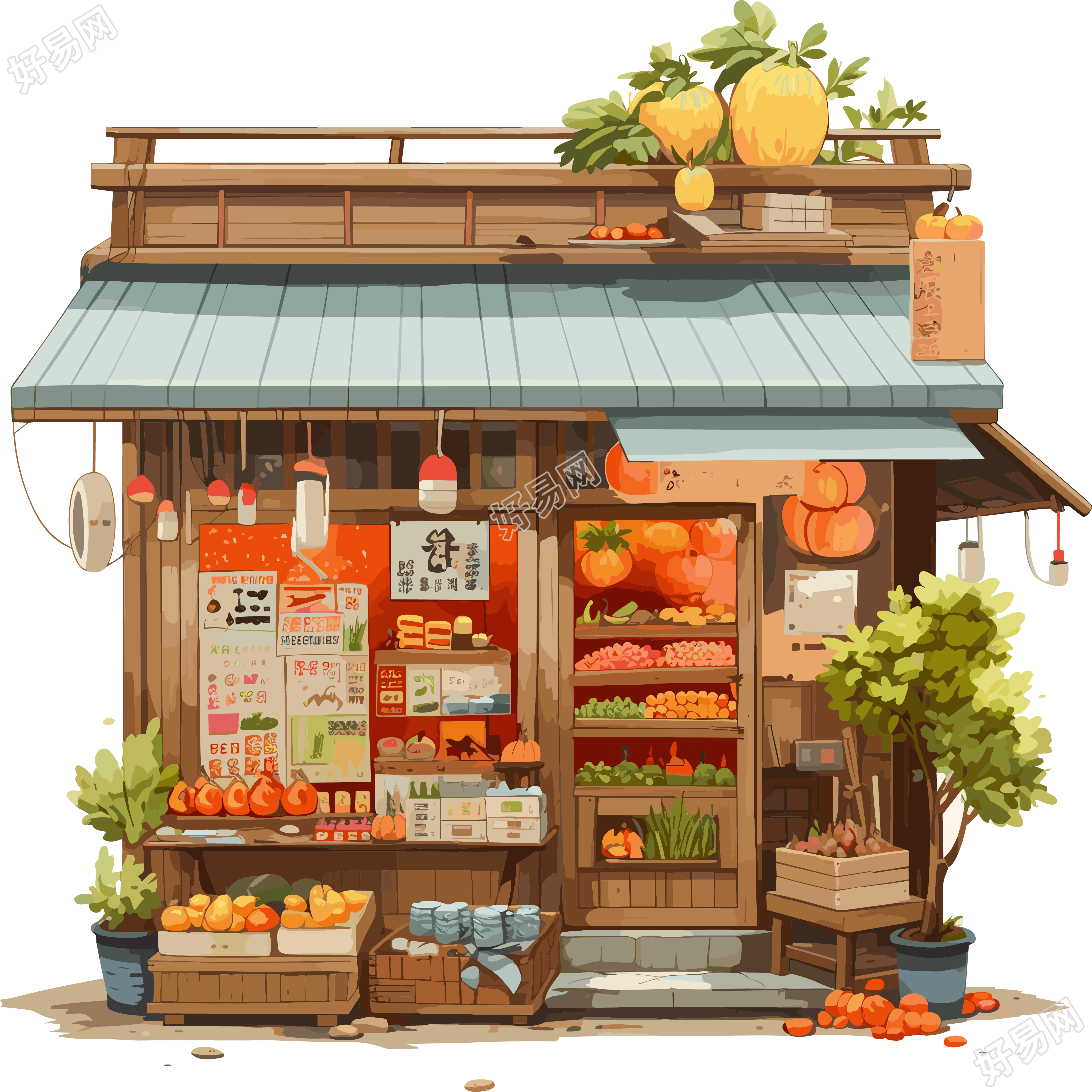 水果店插图可商用素材
