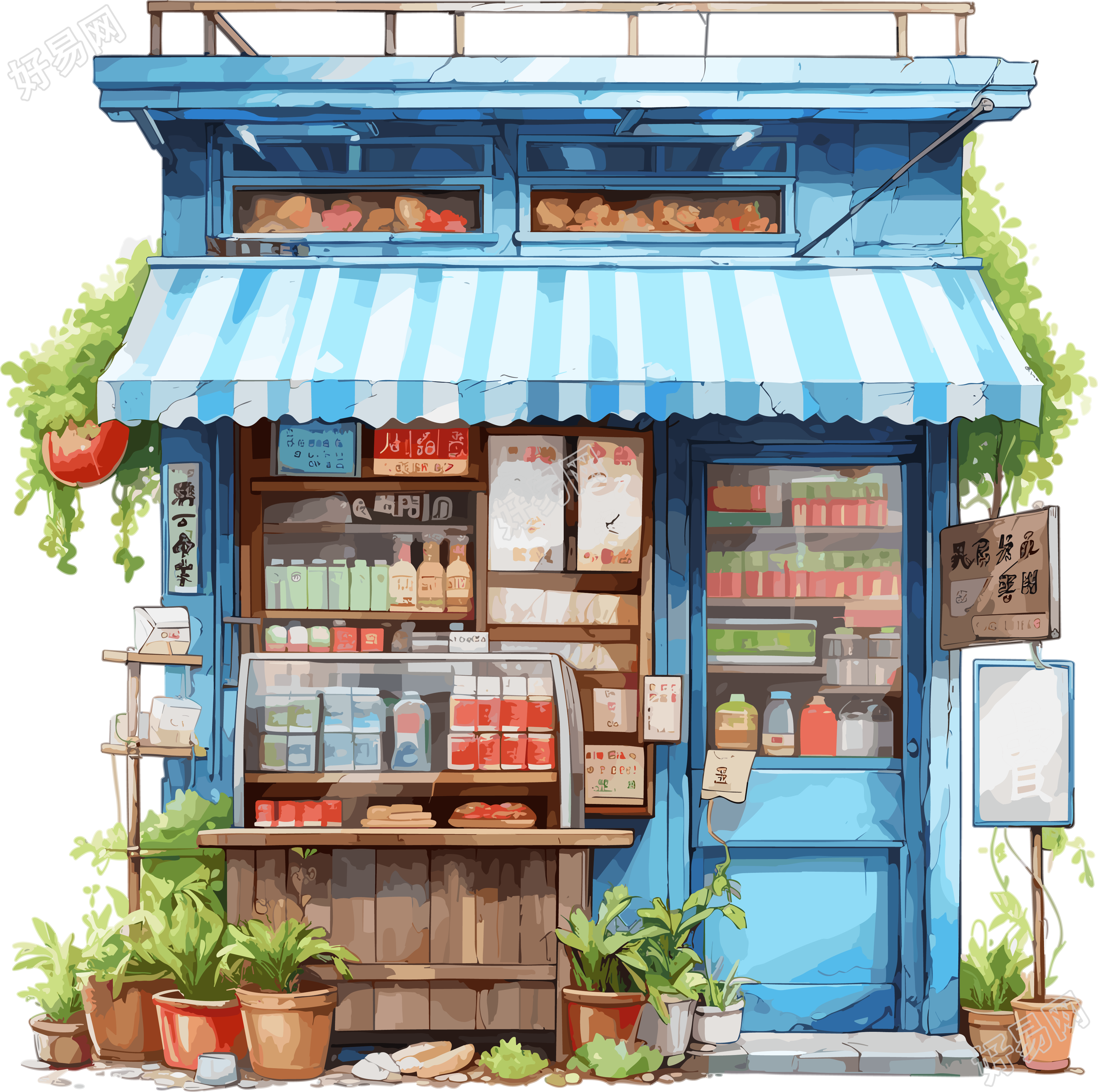 水彩画商店高清图形素材