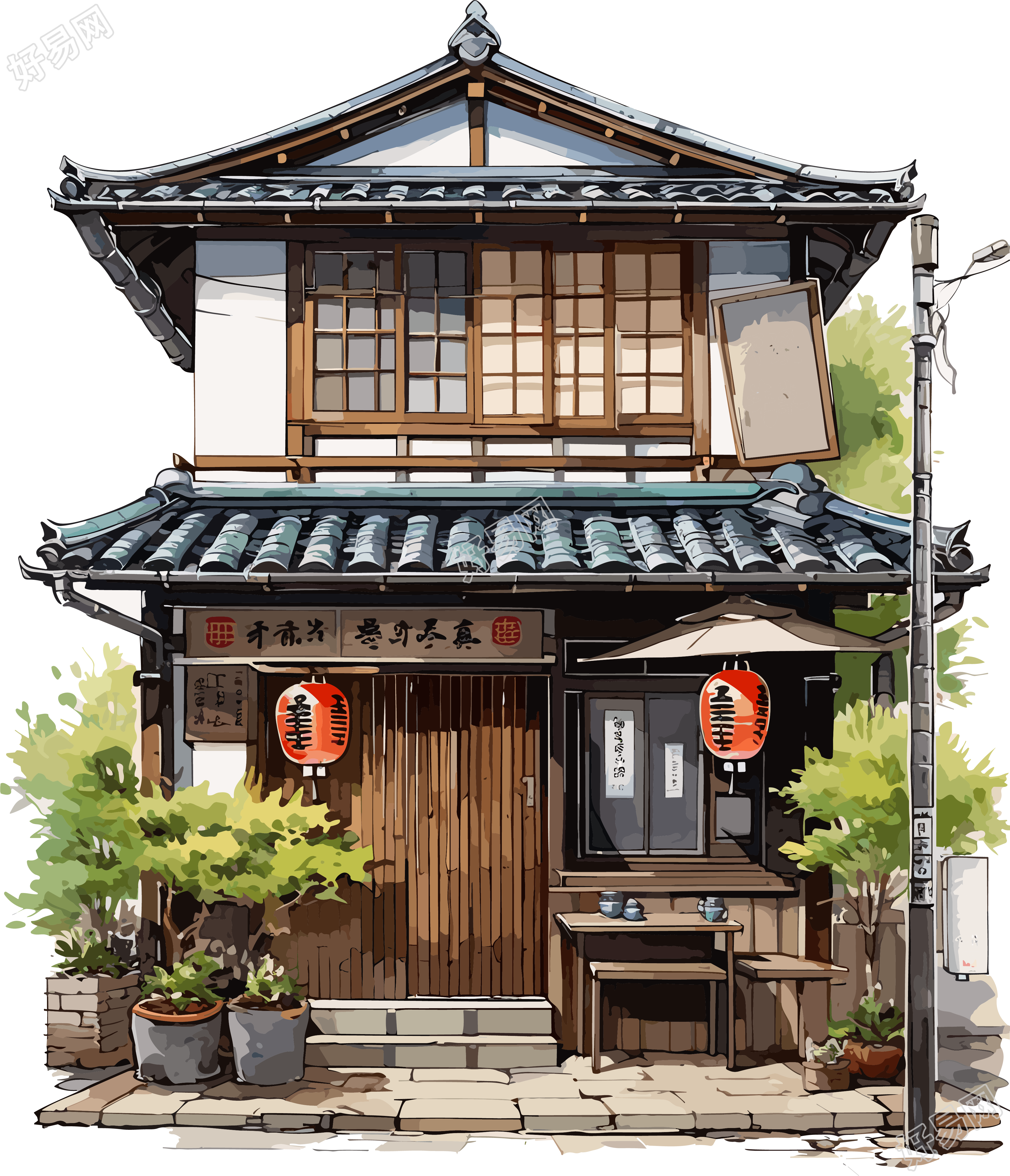 水彩画创作灵感唯美建筑插图