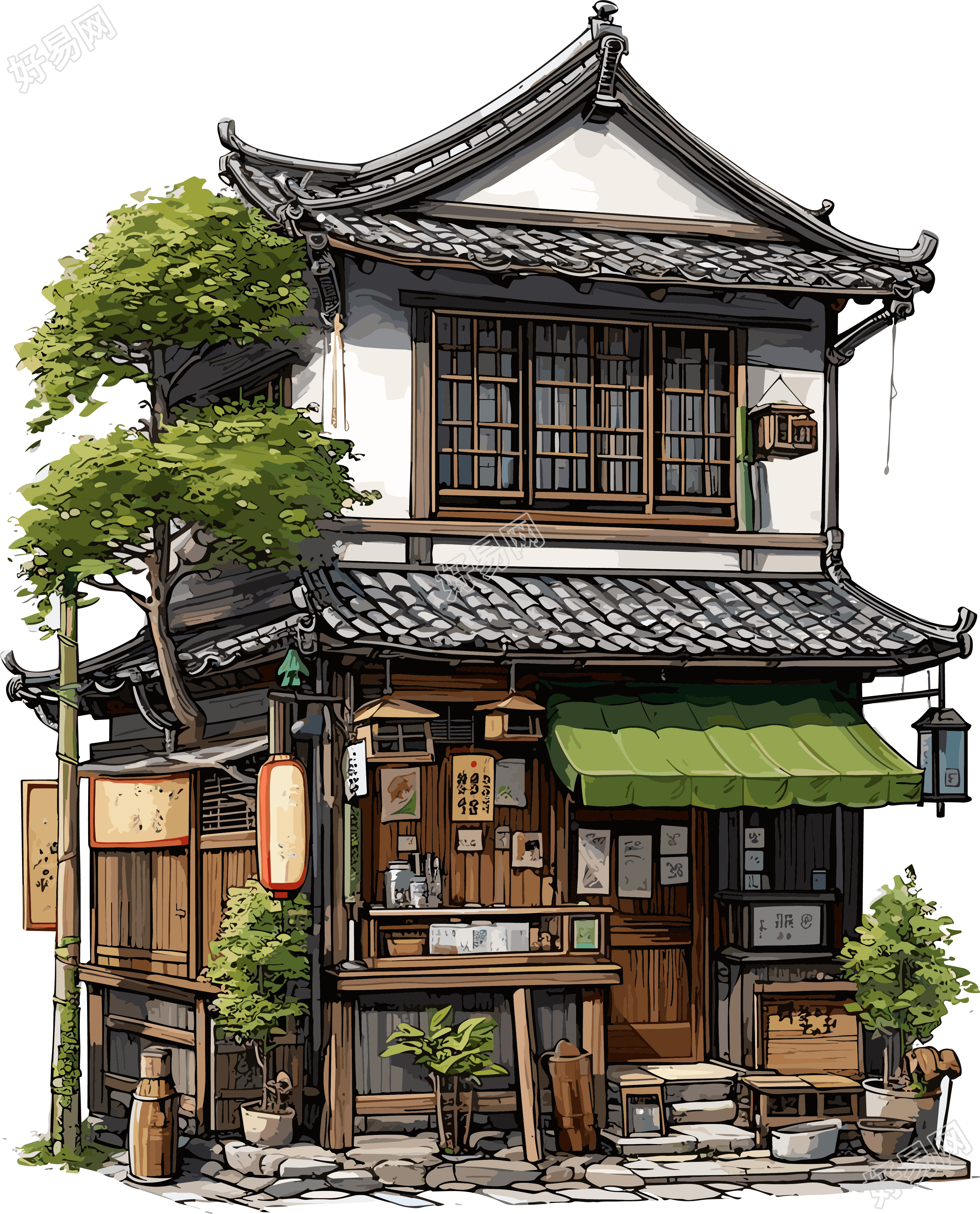 现代建筑插画透明背景素材