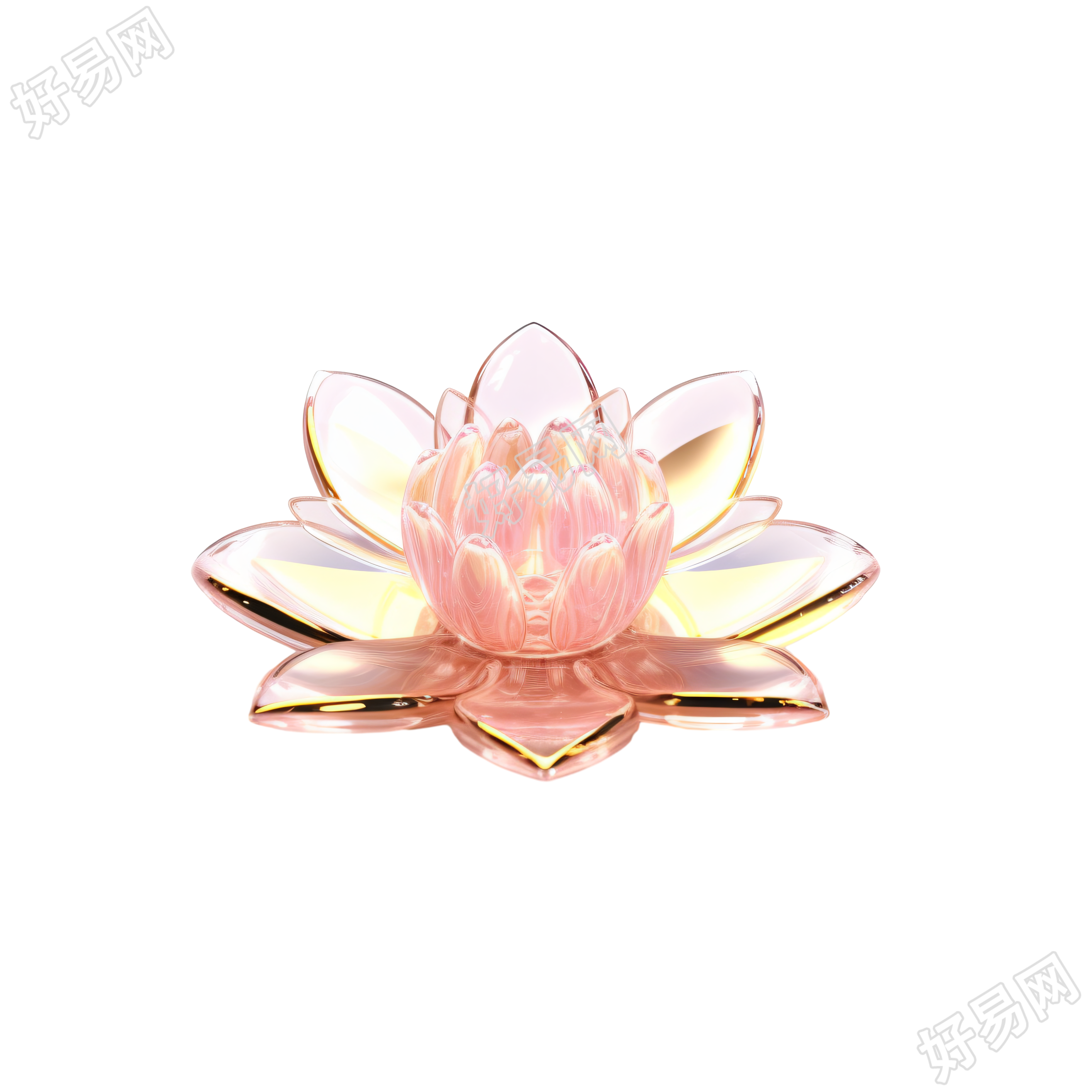 透明玻璃质感花朵透明背景素材