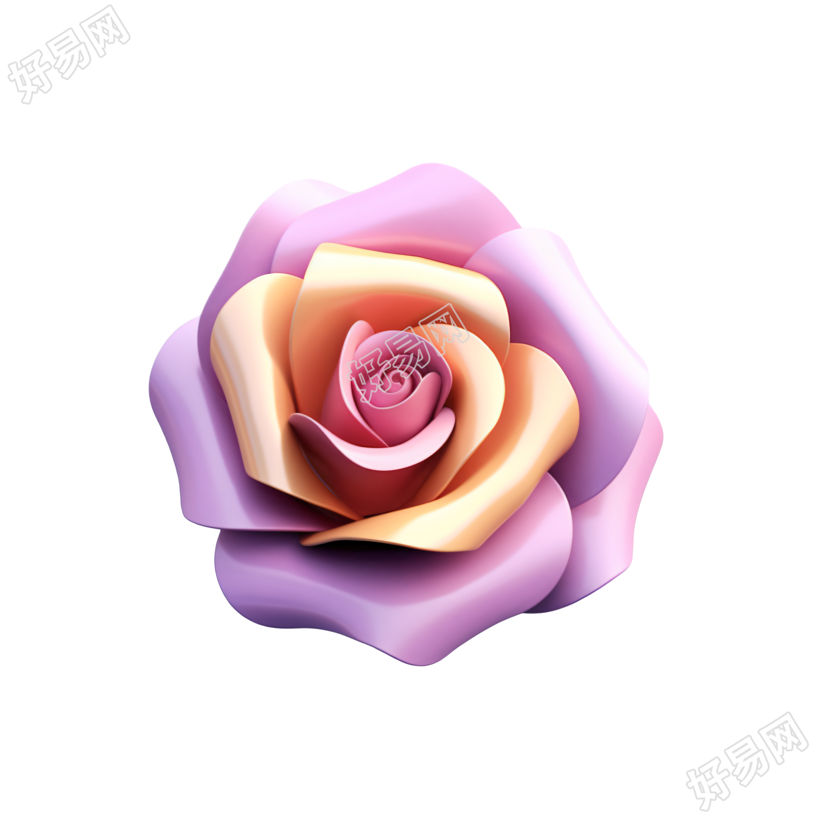 粉金色玫瑰花3D创意设计素材