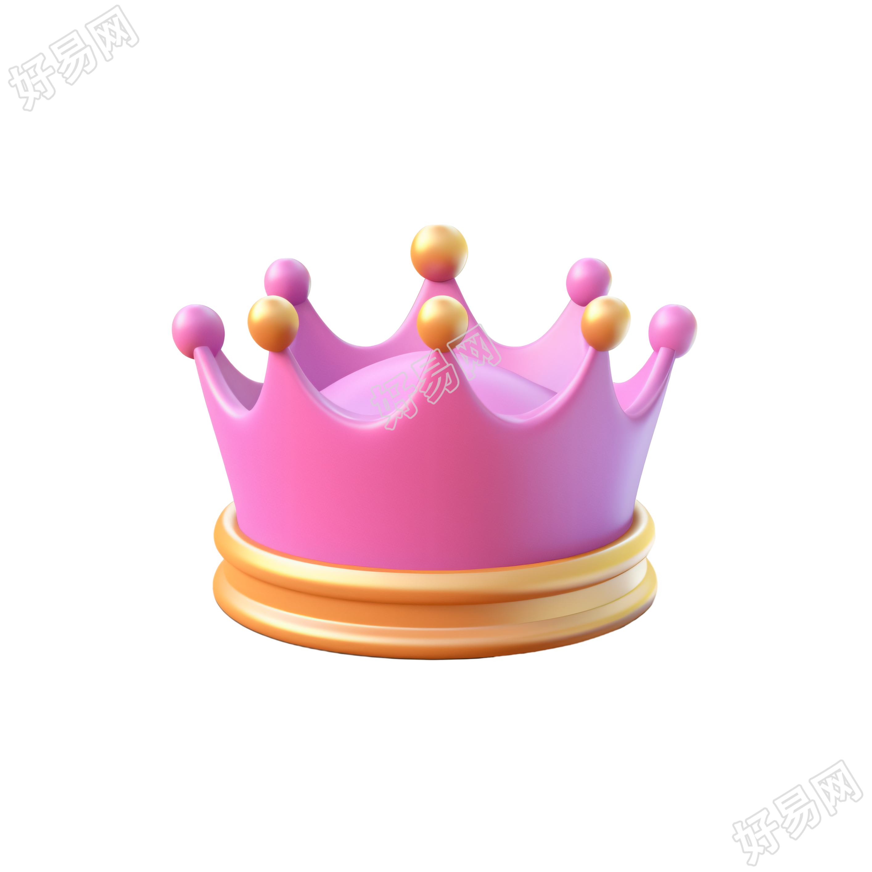 粉色皇冠可爱精简3D物品素材