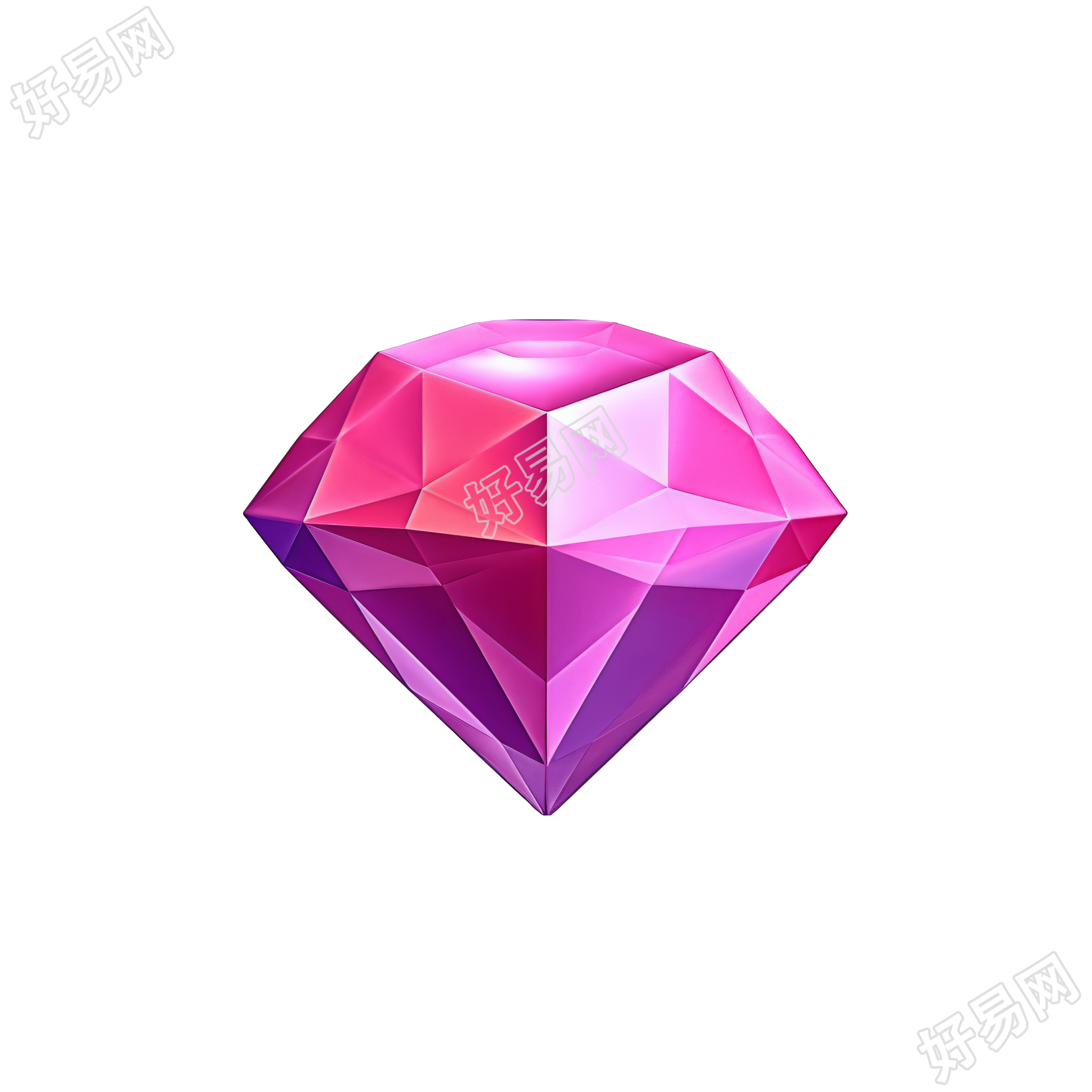 粉紫金3D钻石图标素材