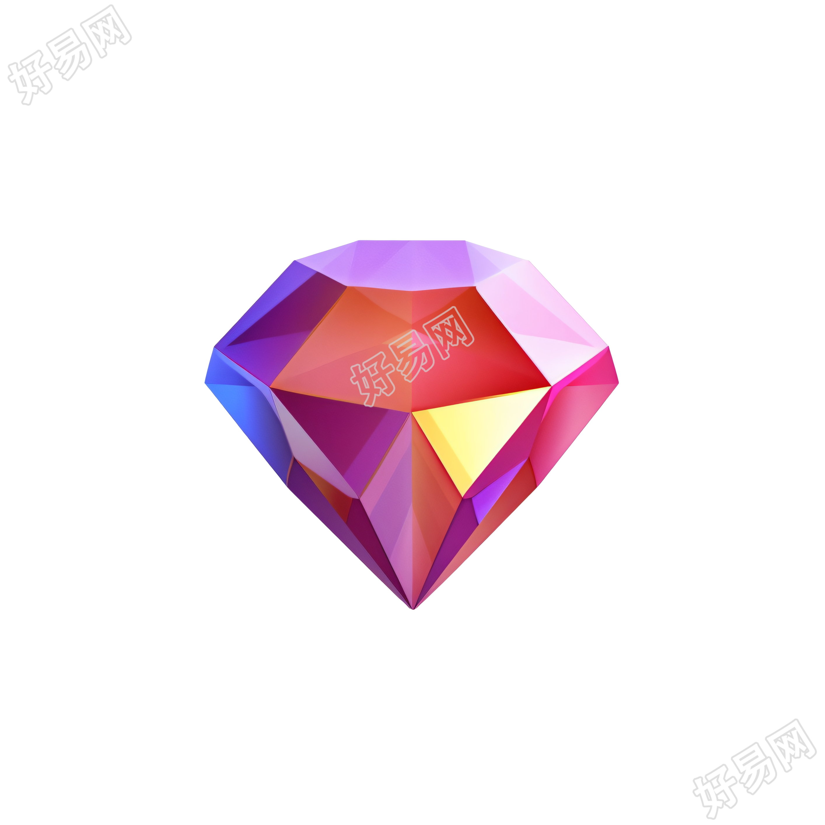 可爱精细的3D钻石插画