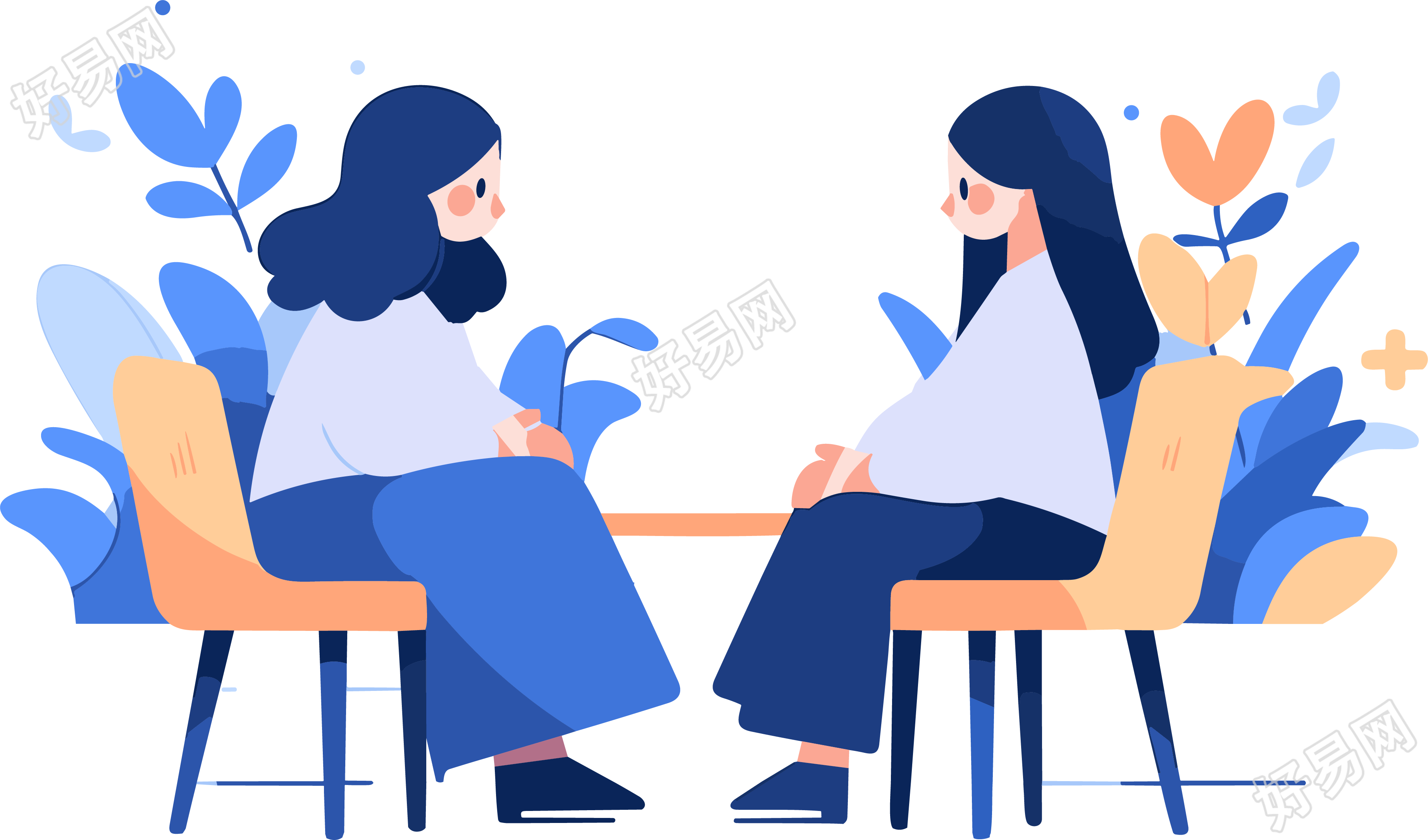 卡通风格心理健康咨询图形设计插画