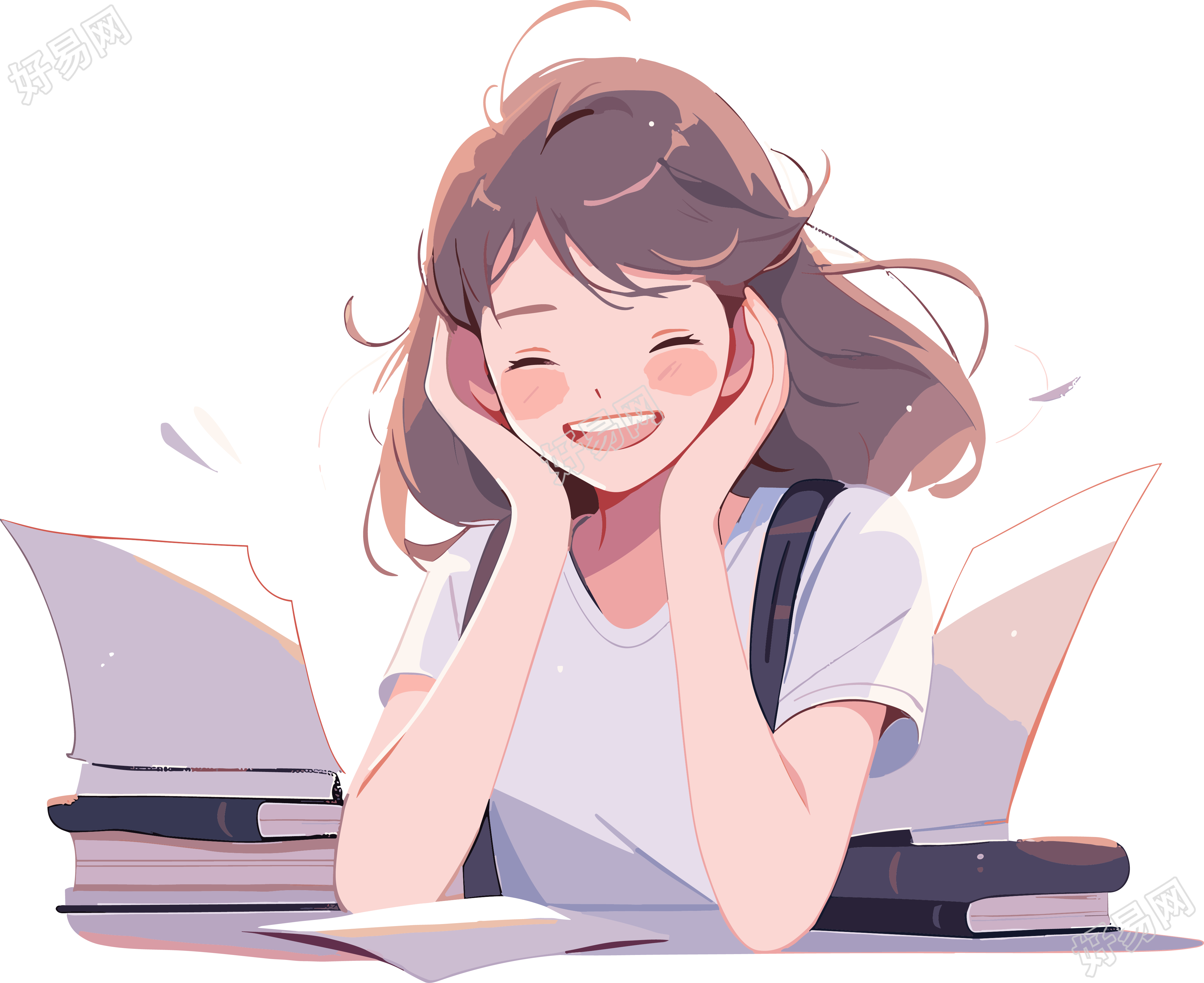 可商用校园女生插画