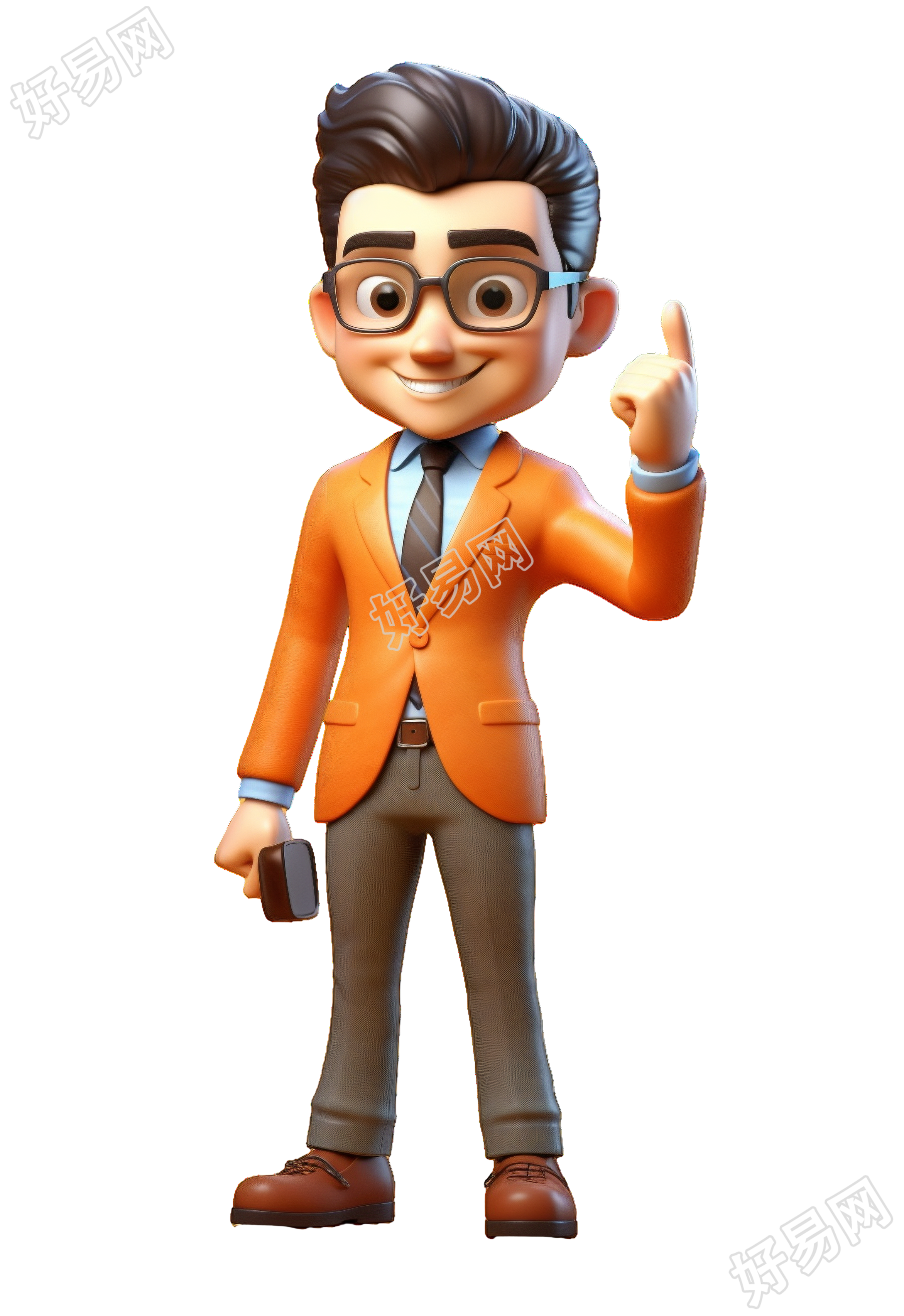 夸张可爱的3D商务男士插画