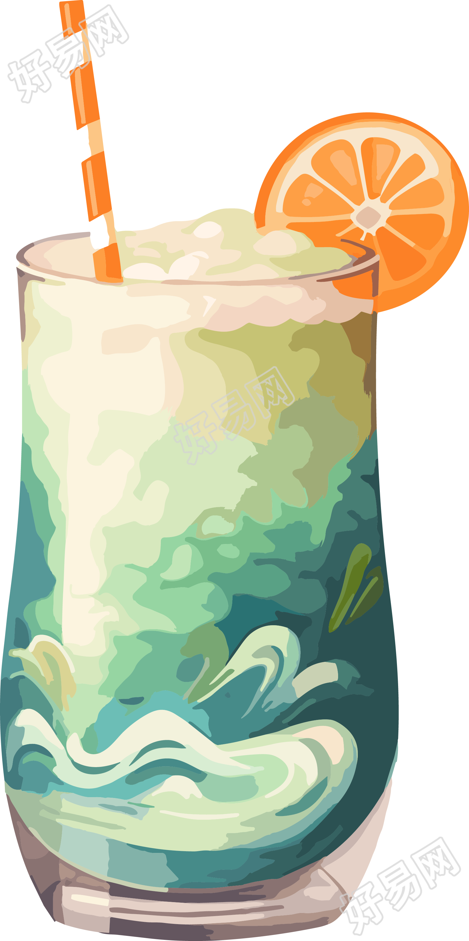 中国风格奶茶插画设计素材