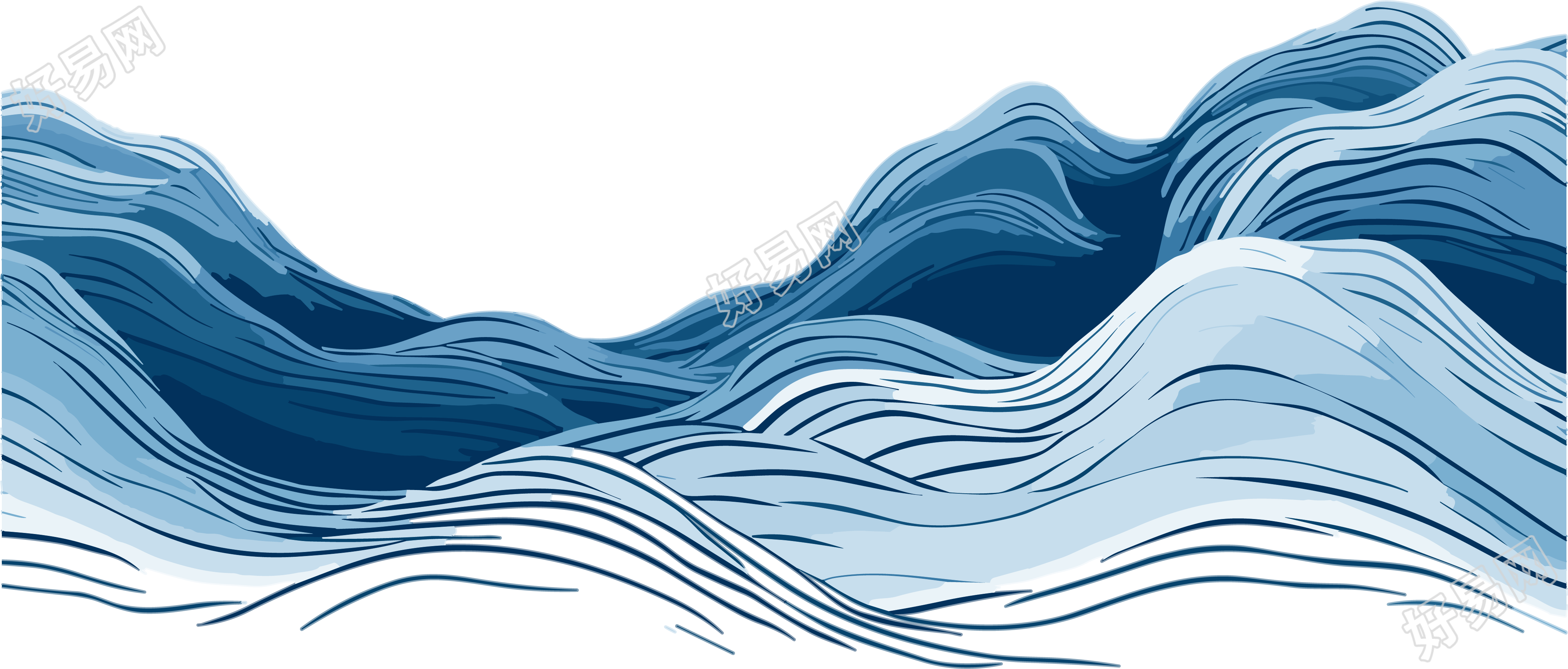 海景唯美海浪插画设计
