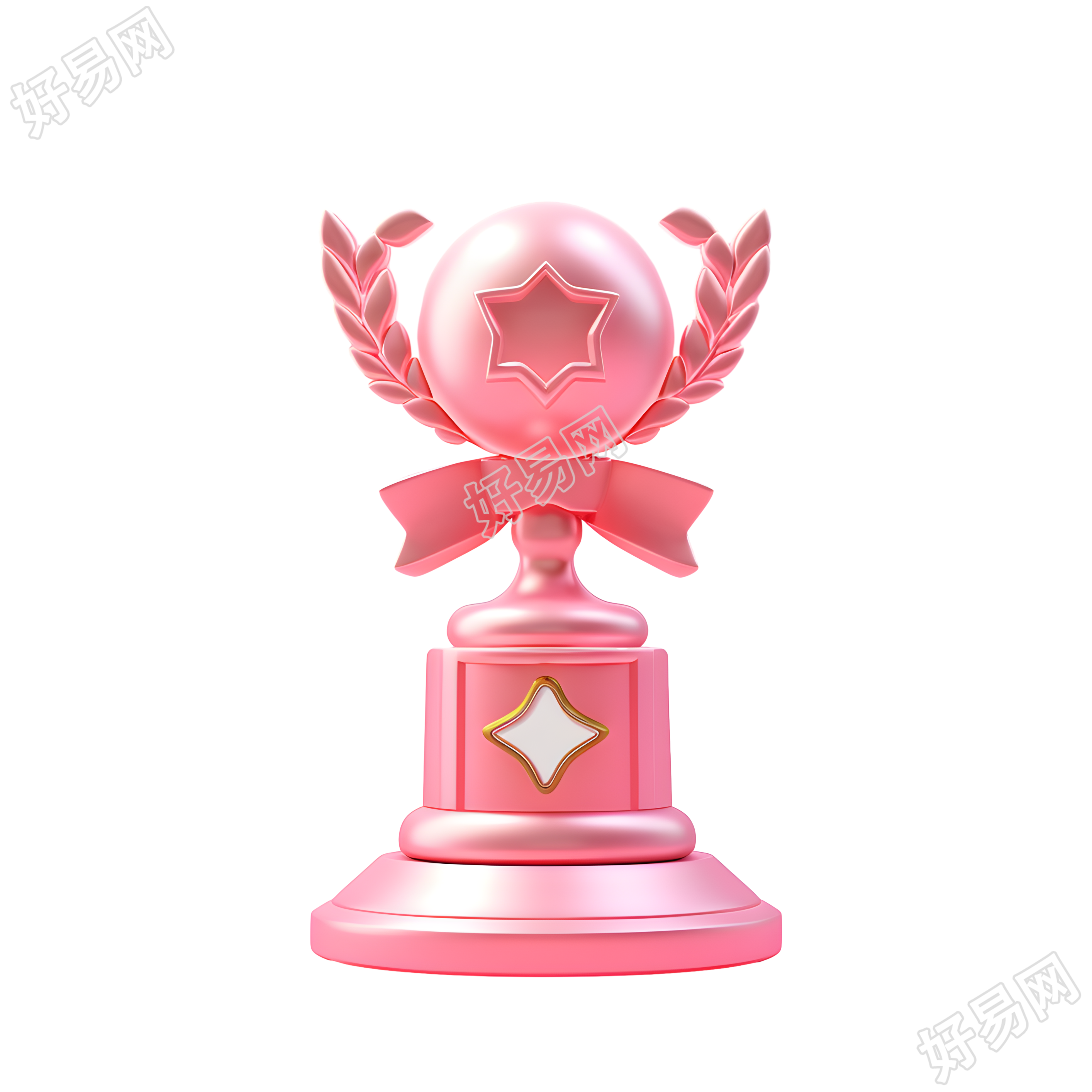 粉色系精美的奖杯3D图标素材