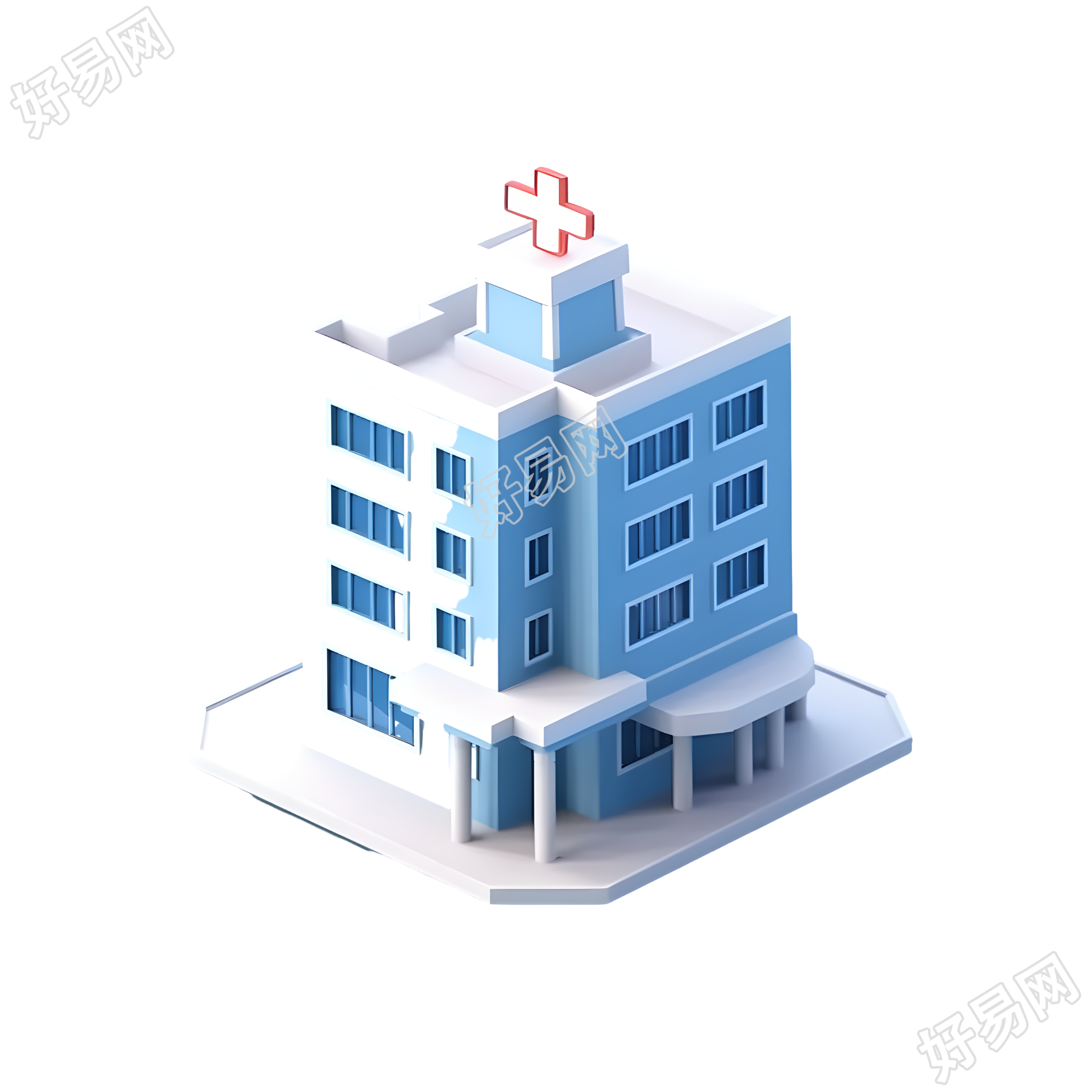 3D艺术医院模型商用插画