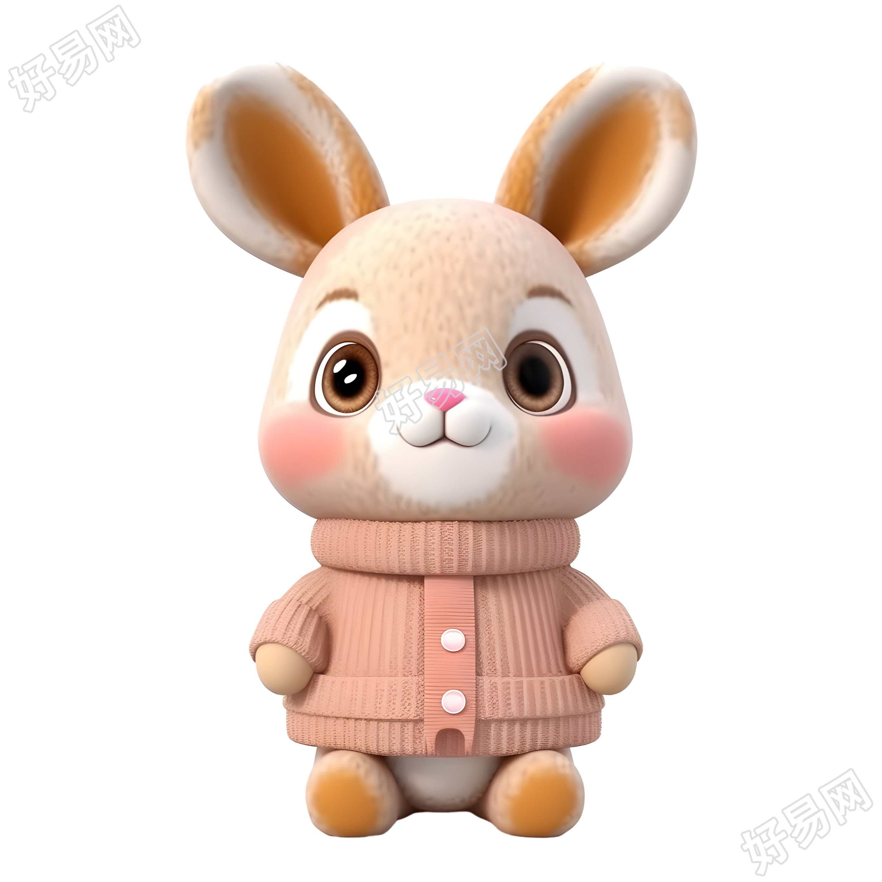 3D轻黏土小兔子萌宠插图