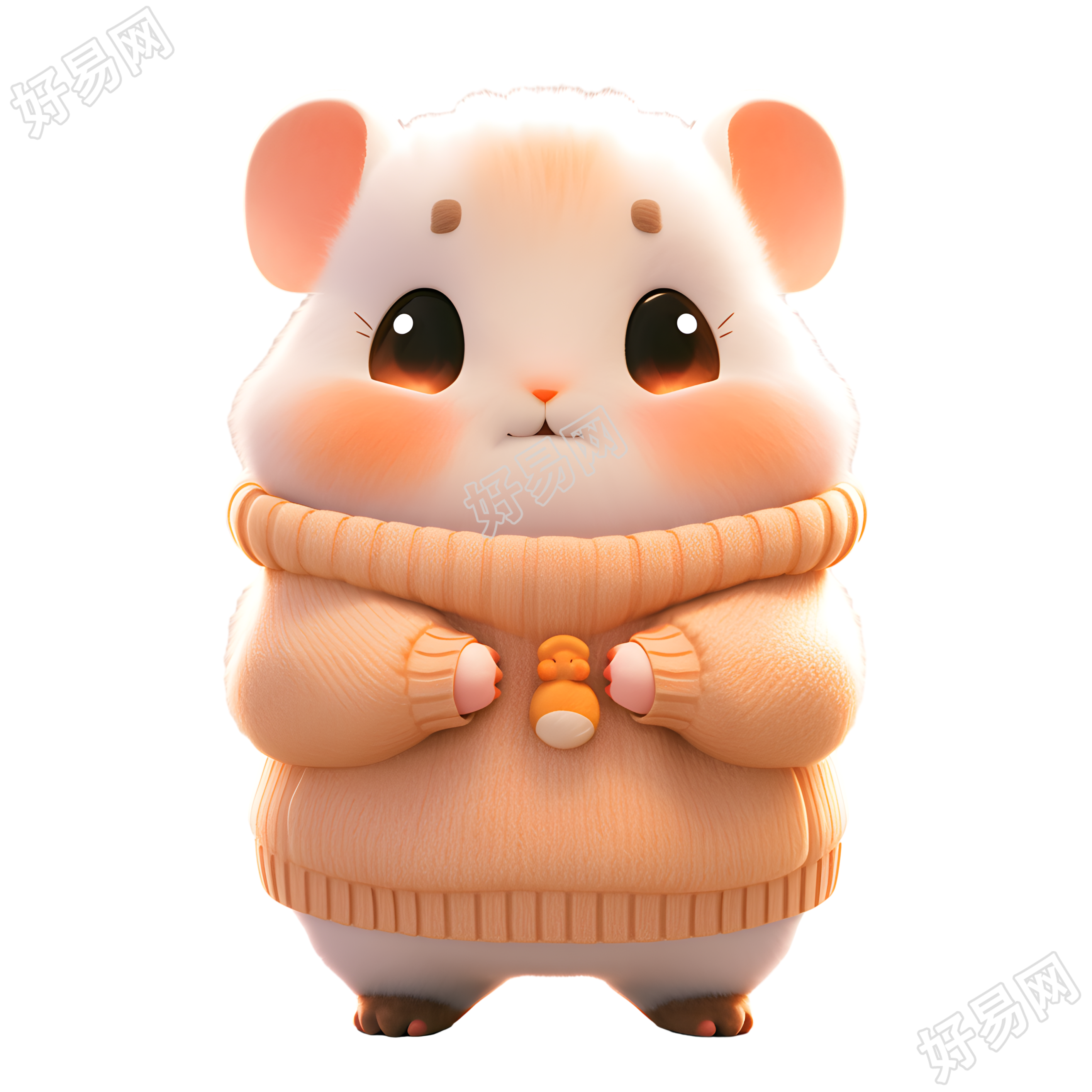 可商用3D光泽黏土动物小仓鼠插画