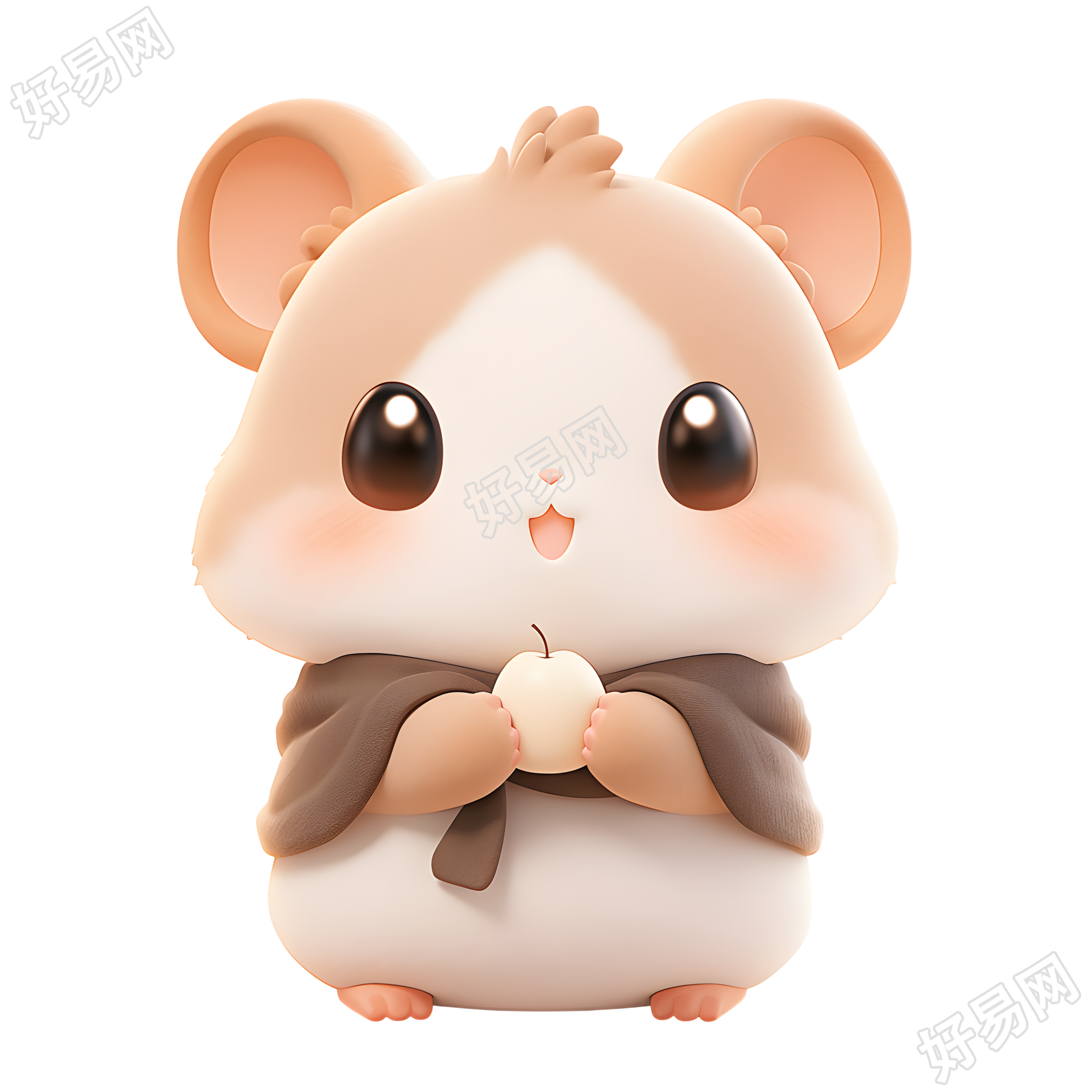 小仓鼠3D光泽粘土透明背景素材